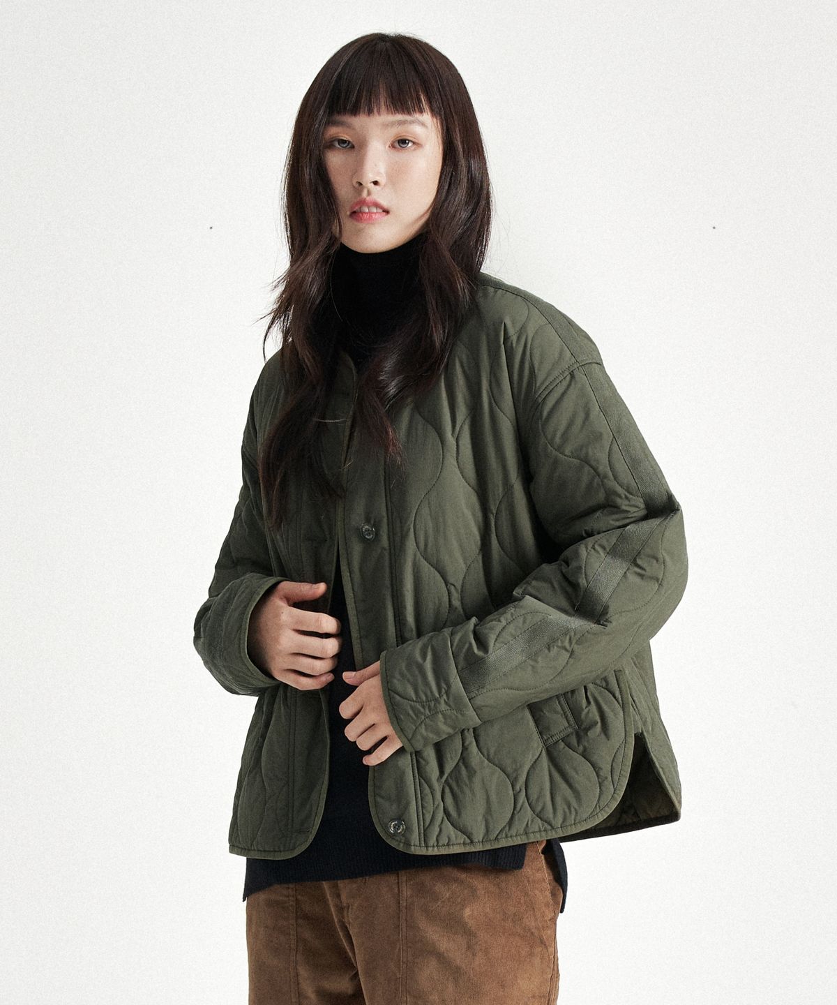 힐리먼트(HELEMENT) 여성 웨빙 퀼팅 자켓 (KHAKI)
