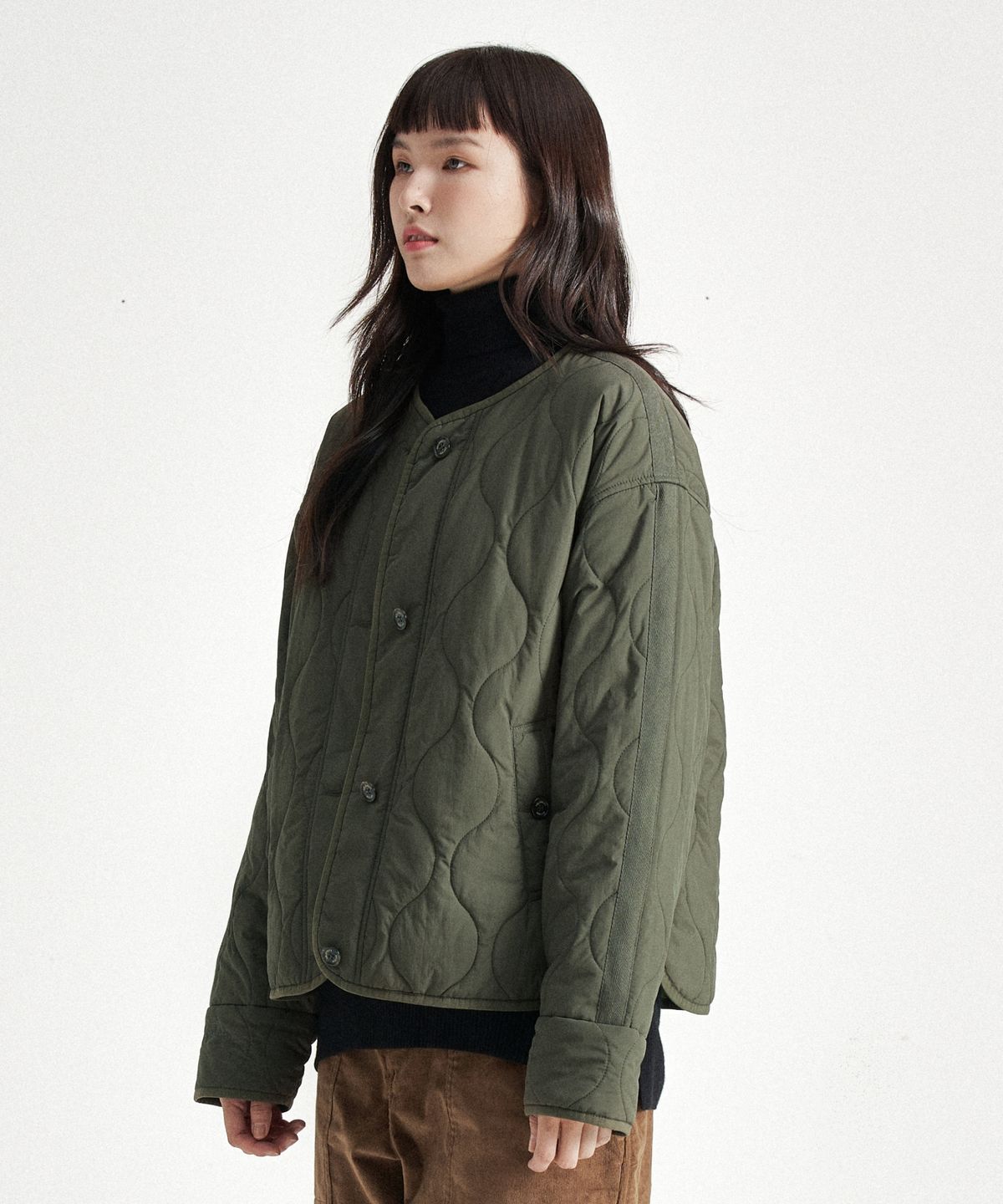 힐리먼트(HELEMENT) 여성 웨빙 퀼팅 자켓 (KHAKI)
