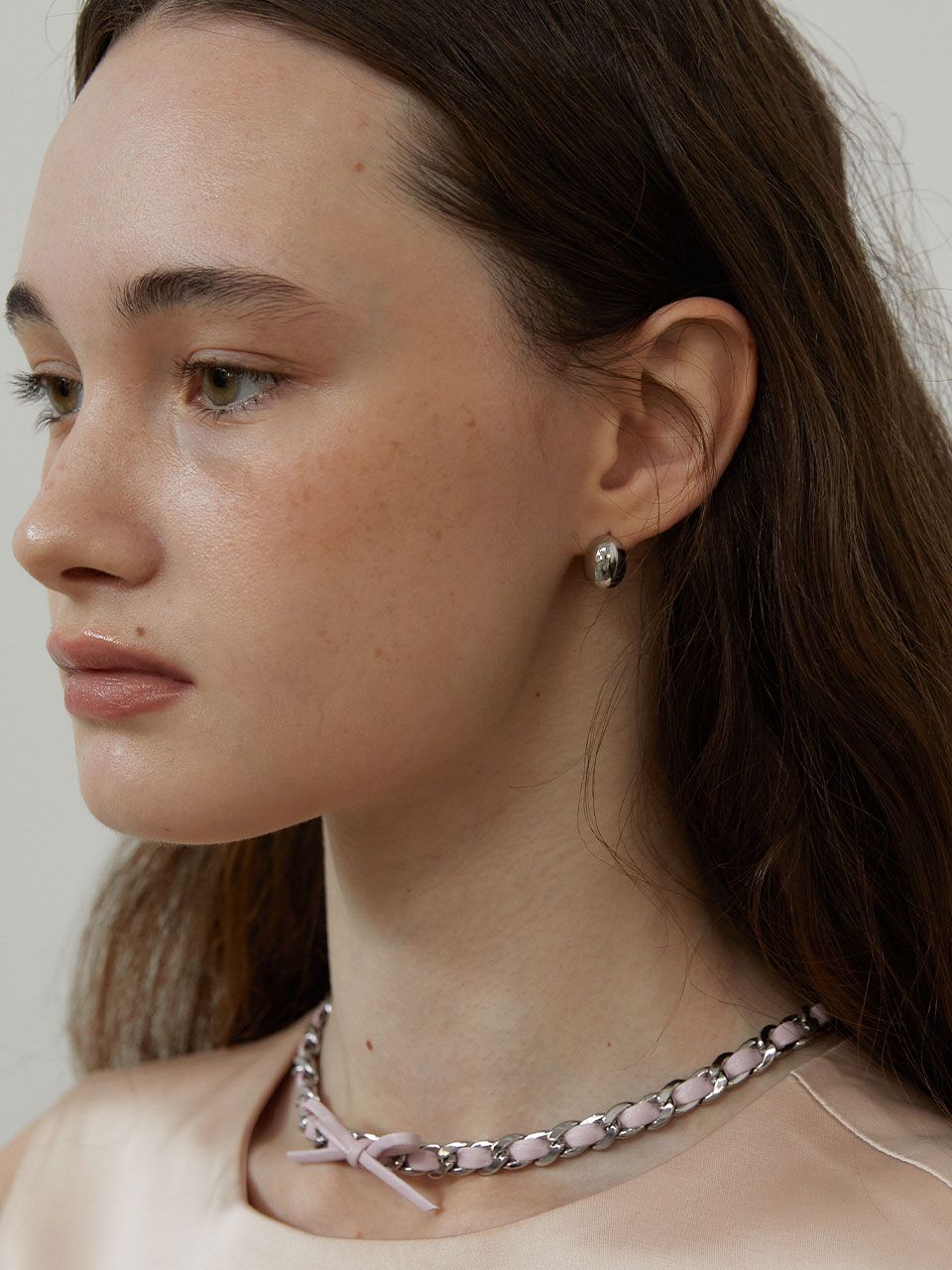MUSINSA | LOVE ME MONSTER Chic Leather Ribbon Chain Necklace