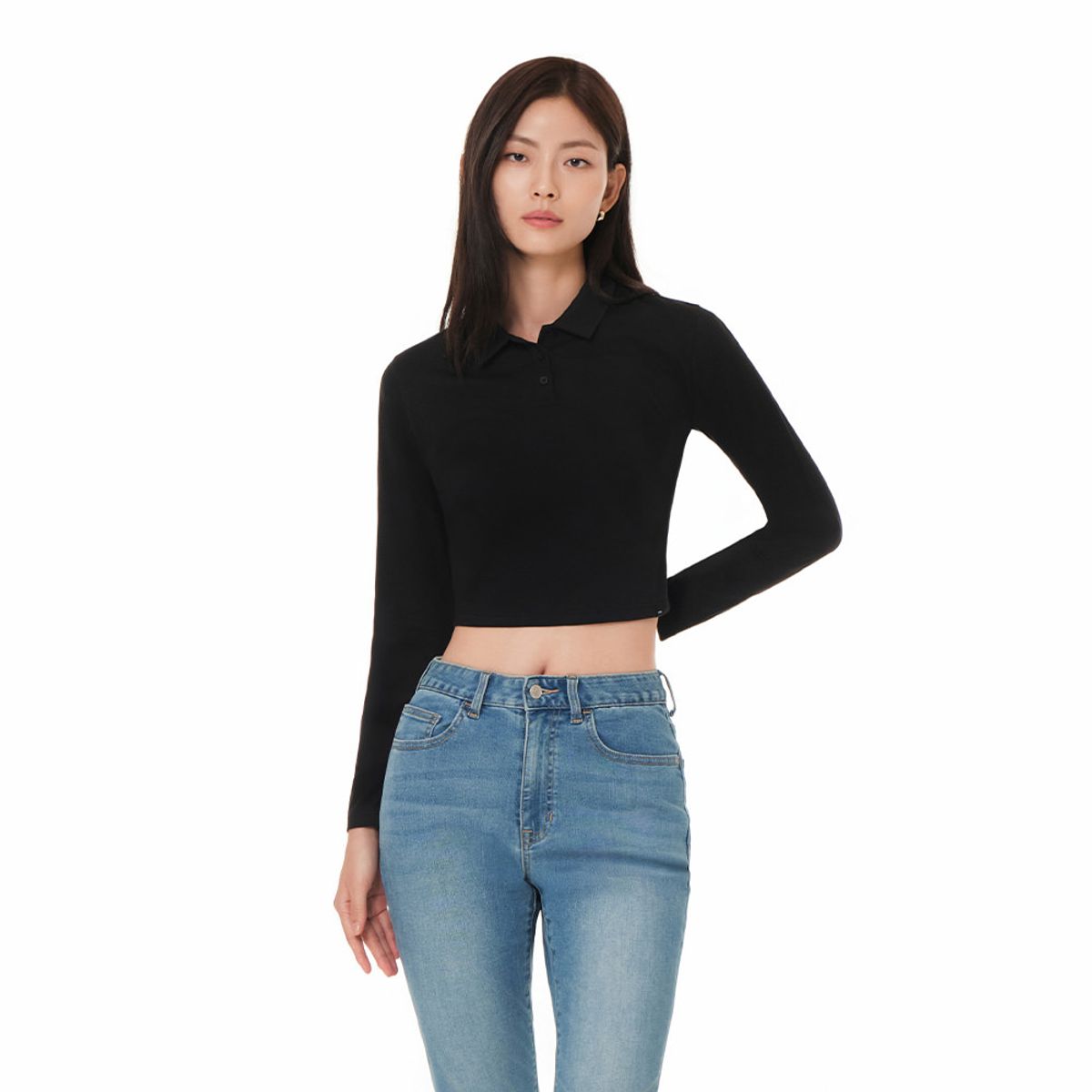 안다르(ANDAR) 에어리센셜 폴로 롱슬리브 크롭티