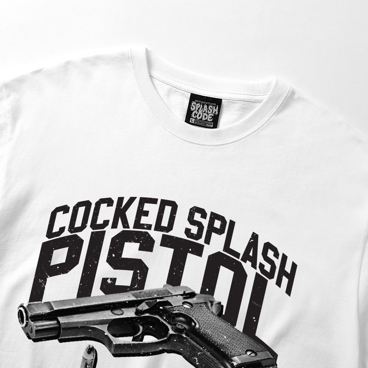 스플래시코드(SPLASHCODE) 롱슬리브 화이트 - 피스톨(Cocked Pistol)