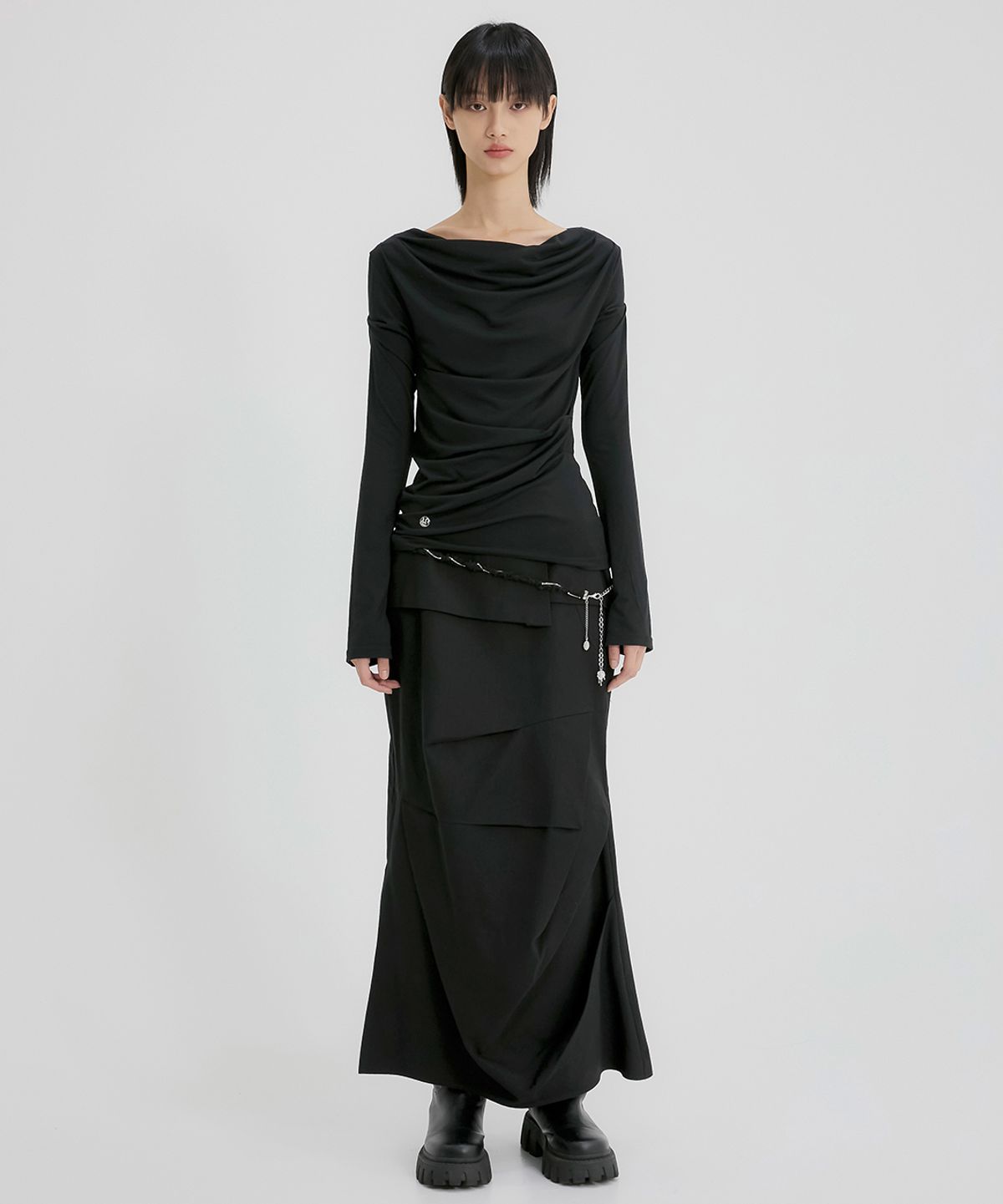 플레어업(FLAREUP) 2.Drape Long Sleeve (FL-146_Black)