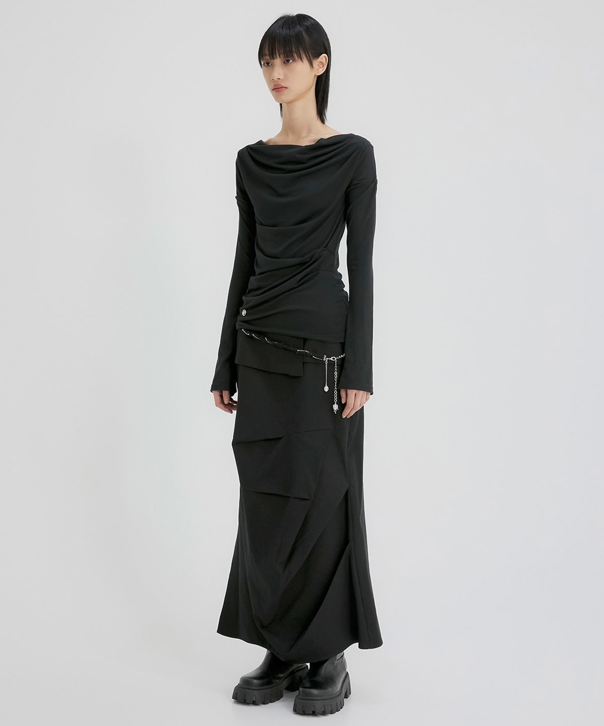 플레어업(FLAREUP) 2.Drape Long Sleeve (FL-146_Black)