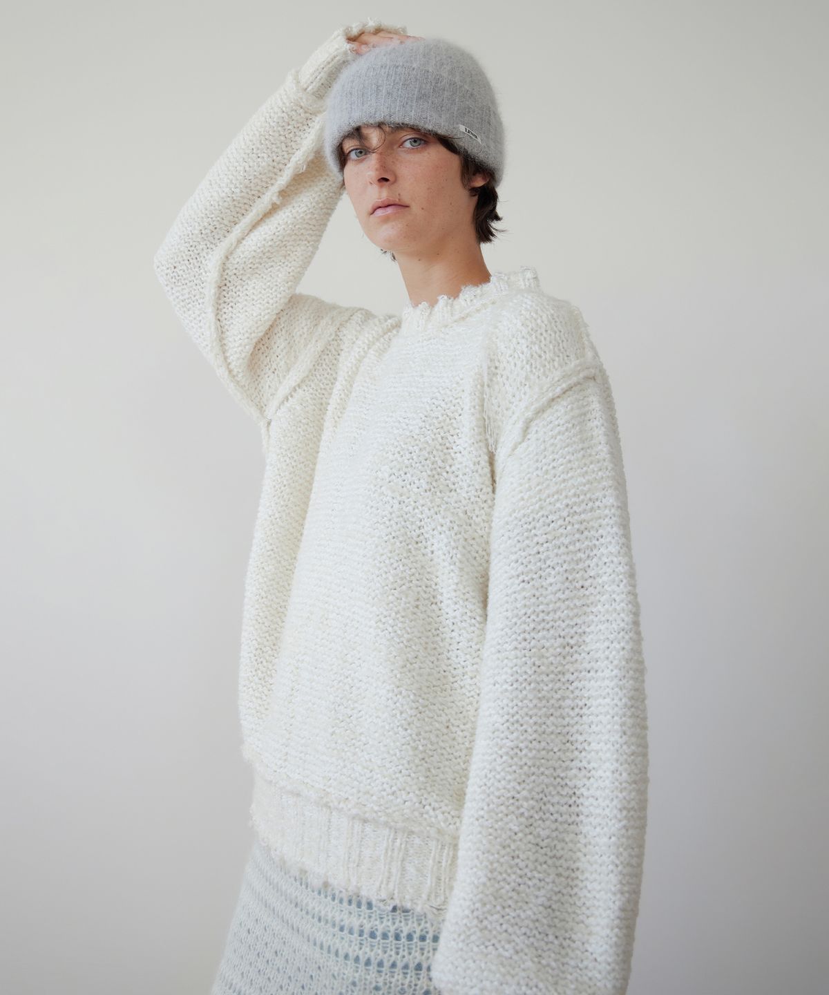 르바(LEVAR) Soft Angora Beanie - Melange Grey