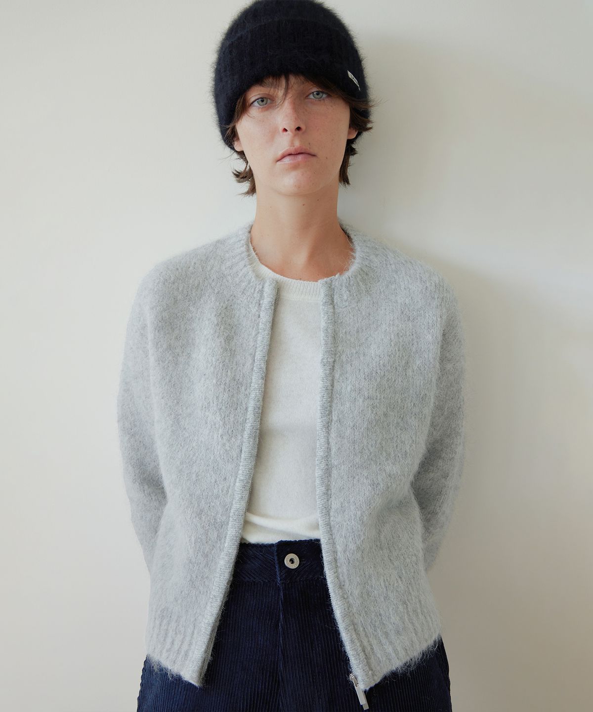 르바(LEVAR) Soft Angora Beanie - Darknight Navy