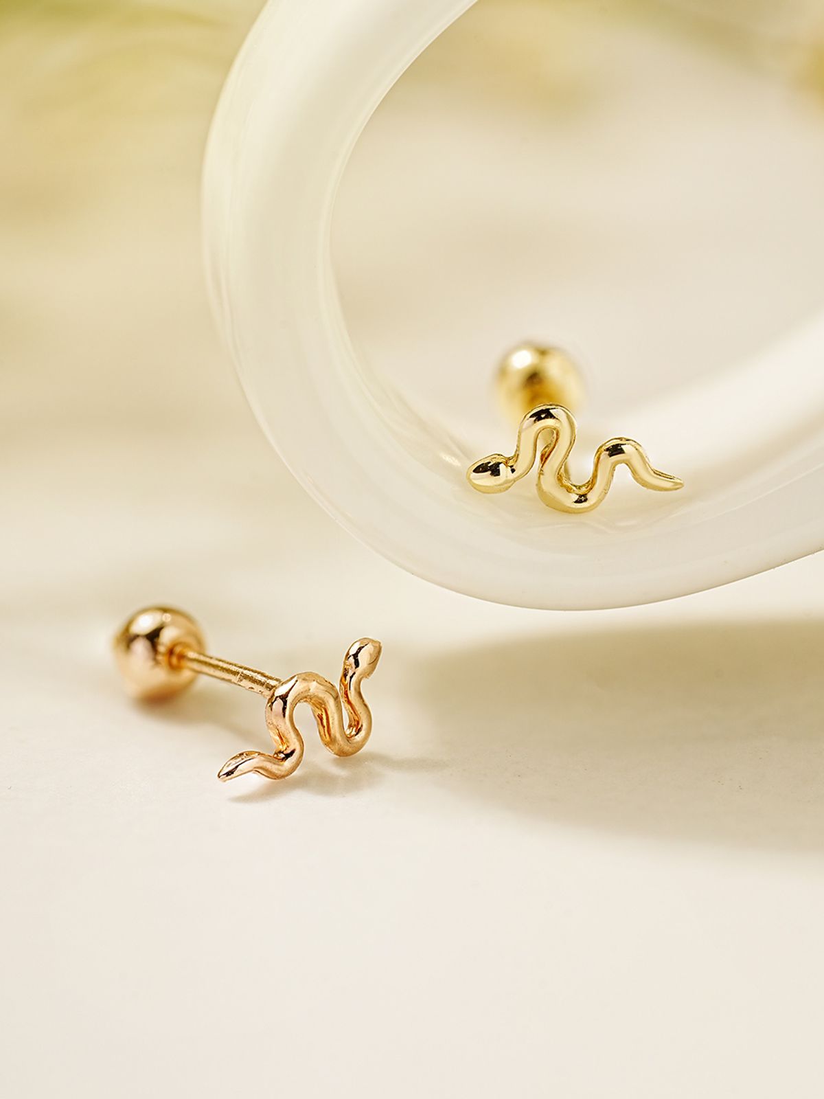 미니멀피어싱(MINIMALPIERCING) 14K 슬레이 스네이크 피어싱 귀걸이