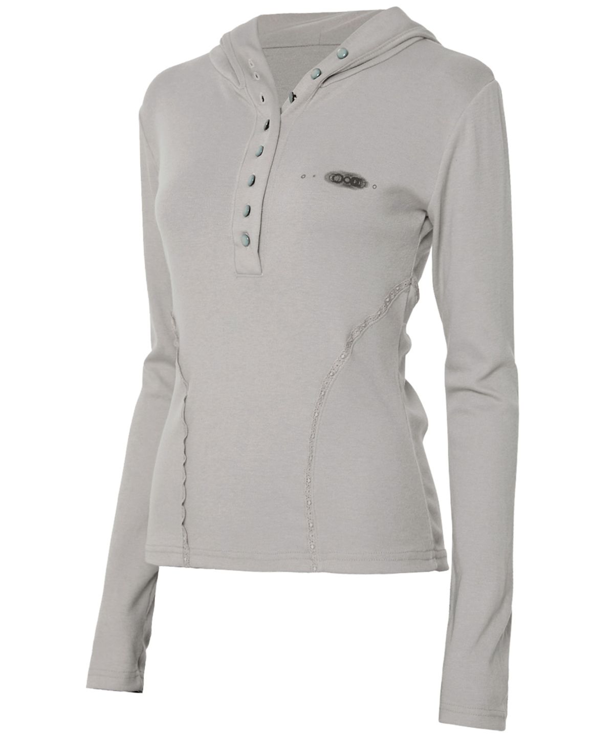 플레어업(FLAREUP) Button Up Lace Hoodie (FL-148_Gray)