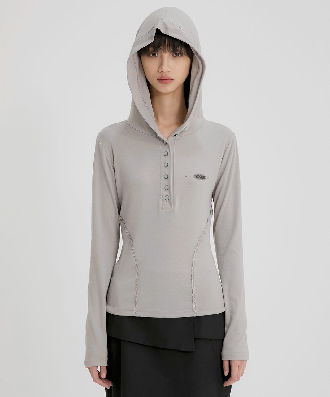 トップス MUSINSA LACE BUTTON HOODIE TOP MUSINSA公式 | FLAREUP Button Up Lace Hoodie (FL-148_Gray)