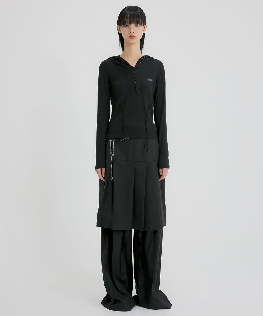 MUSINSA | FLAREUP Button Up Lace Hoodie (FL-148_Black)