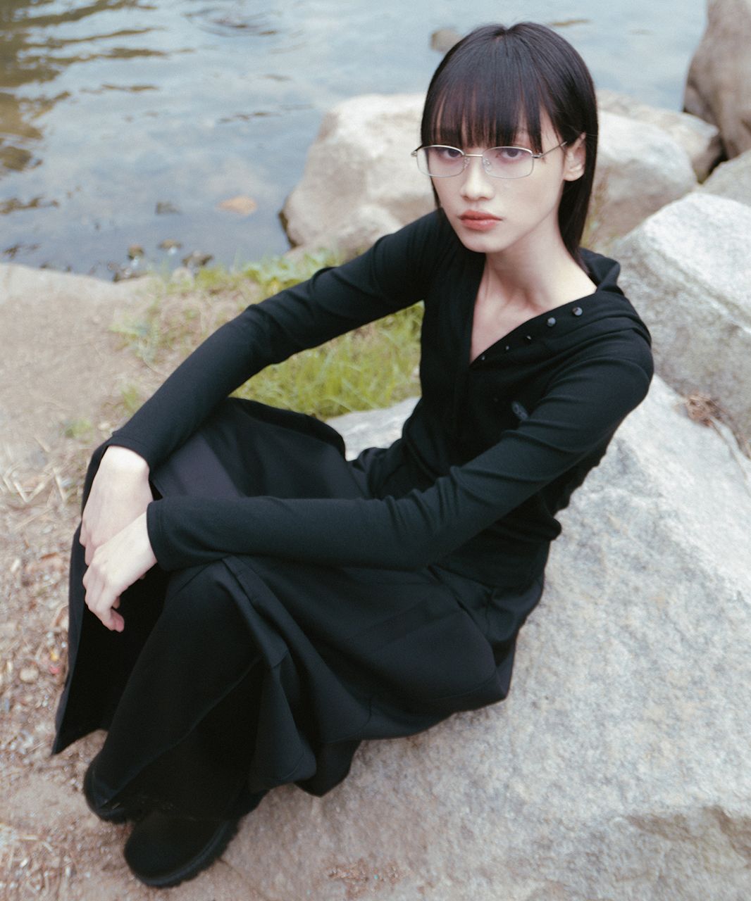 MUSINSA | FLAREUP Button Up Lace Hoodie (FL-148_Black)