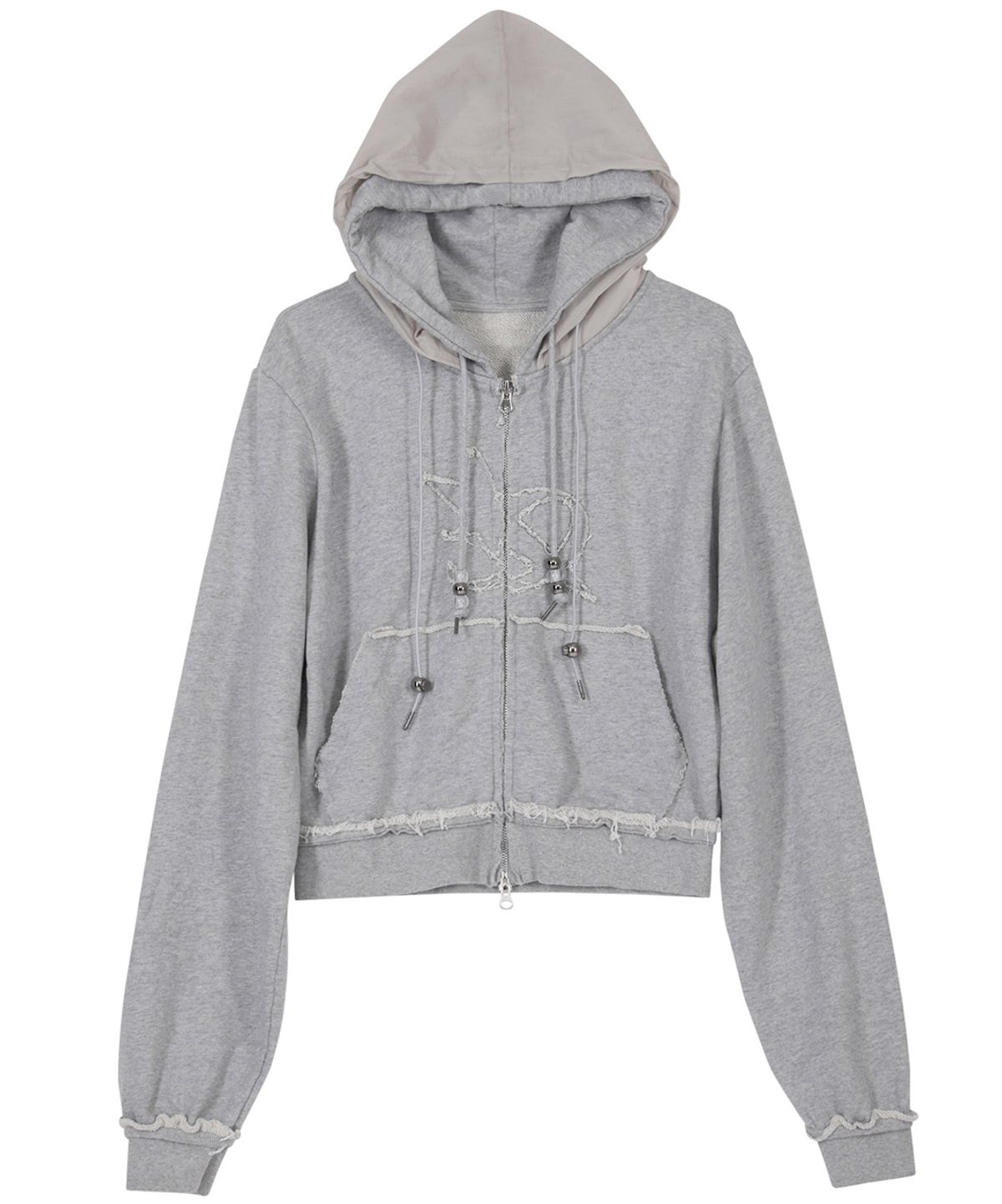 플레어업(FLAREUP) Layered Zip Hoodie (FL-150_Gray)
