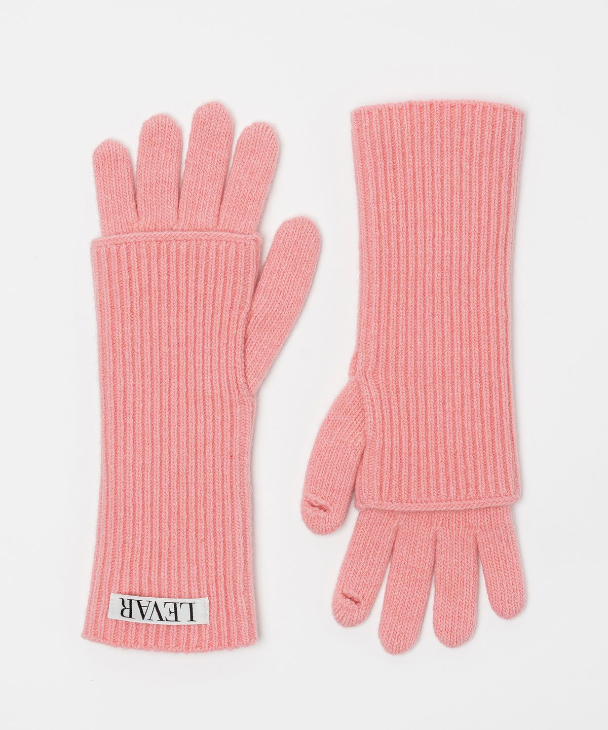 르바(LEVAR) Warmer Layered Wool Knit Gloves - Bubblegum Pink