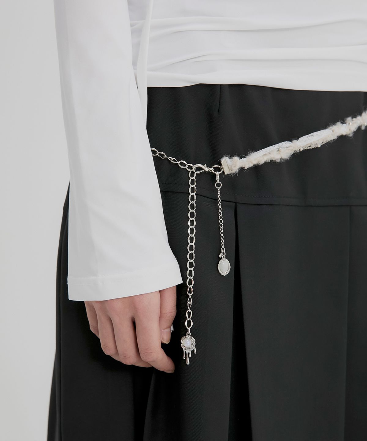 플레어업(FLAREUP) Braided Handmade Chain Belt (FL-732_White)