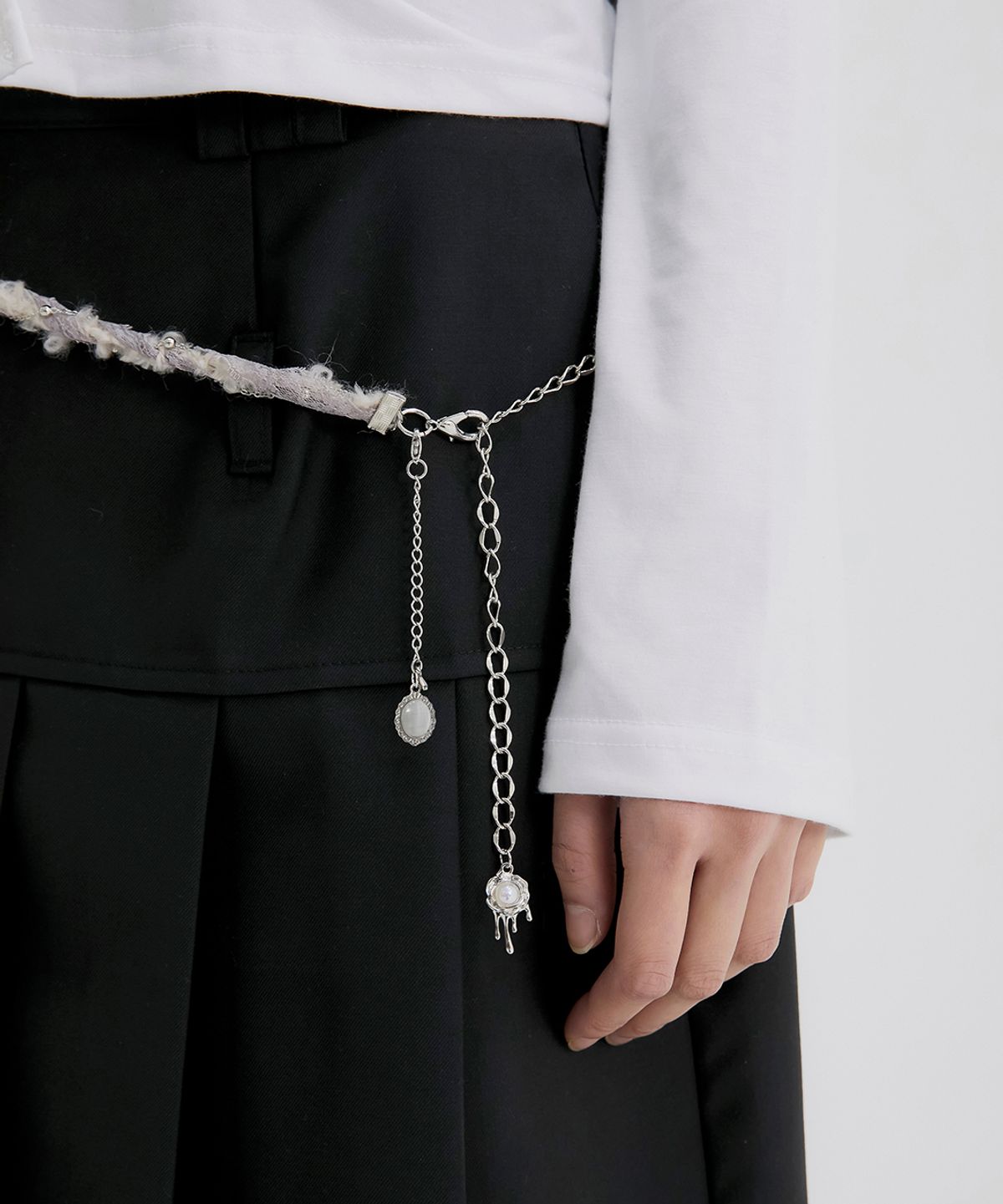 플레어업(FLAREUP) Braided Handmade Chain Belt (FL-732_Gray)