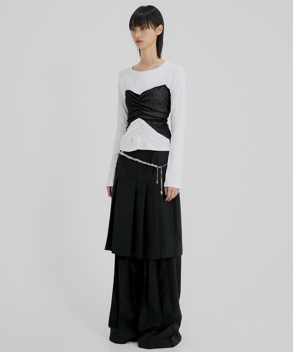플레어업(FLAREUP) Bustier Layered Long Sleeve (FL-152_White)