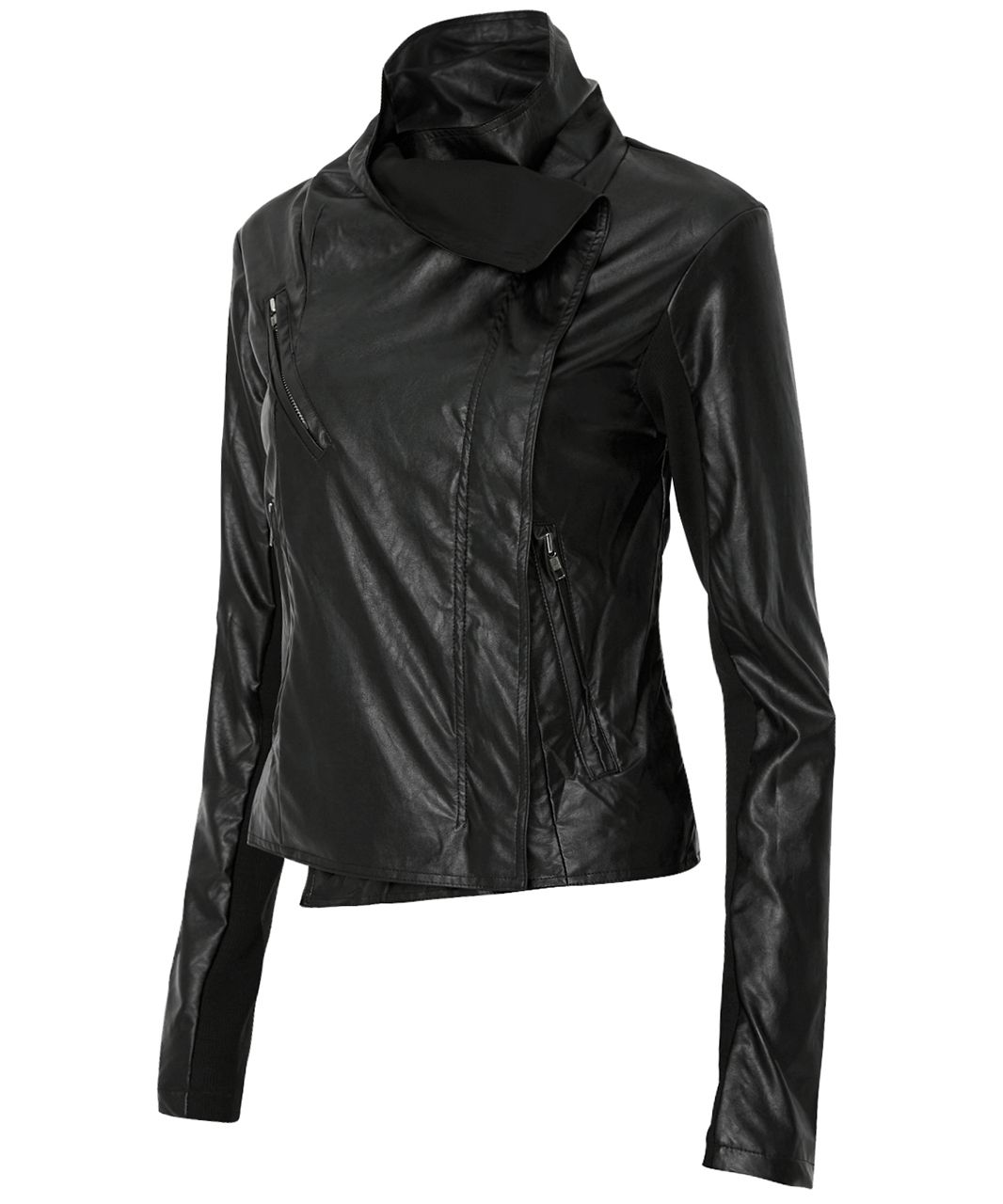 플레어업(FLAREUP) Asymmetrical Biker Leather Jacket (FL