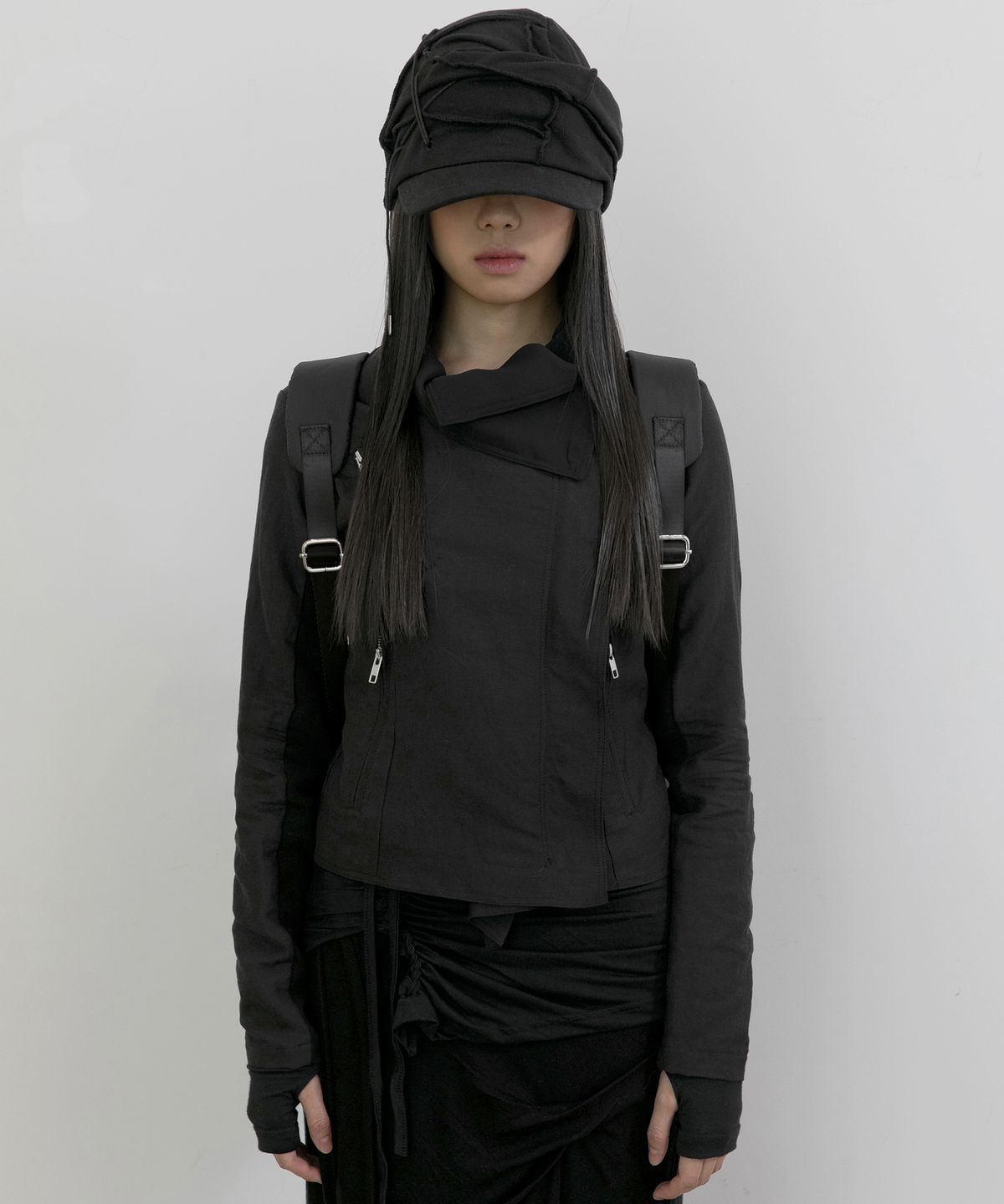 플레어업(FLAREUP) Asymmetrical Biker Jacket (FL-047_Black)