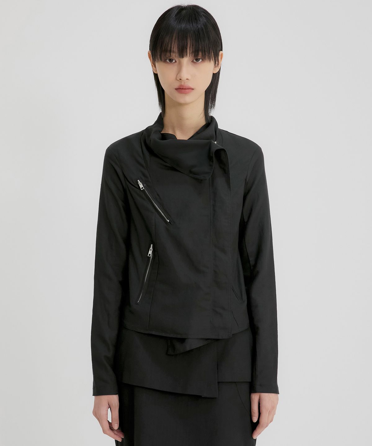 플레어업(FLAREUP) Asymmetrical Biker Jacket (FL-047_Black)