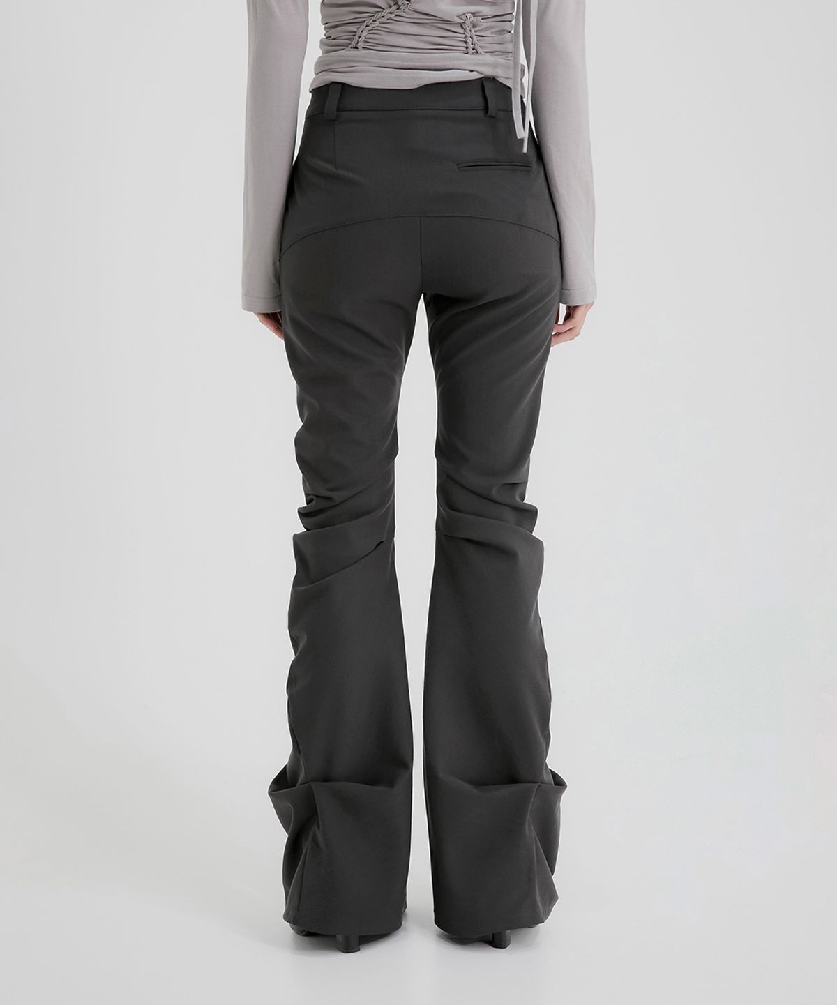 플레어업(FLAREUP) Asymmetrical Drape Pants (FL-245_Charcoal)