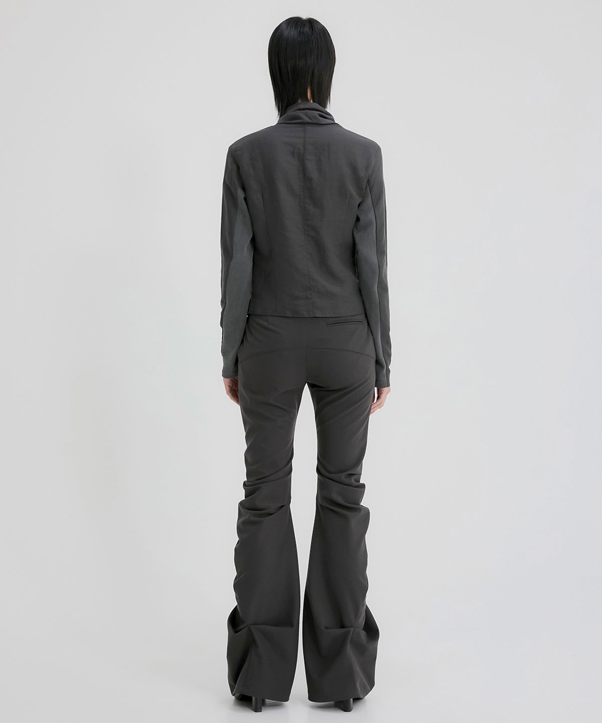 플레어업(FLAREUP) Asymmetrical Drape Pants (FL-245_Charcoal)