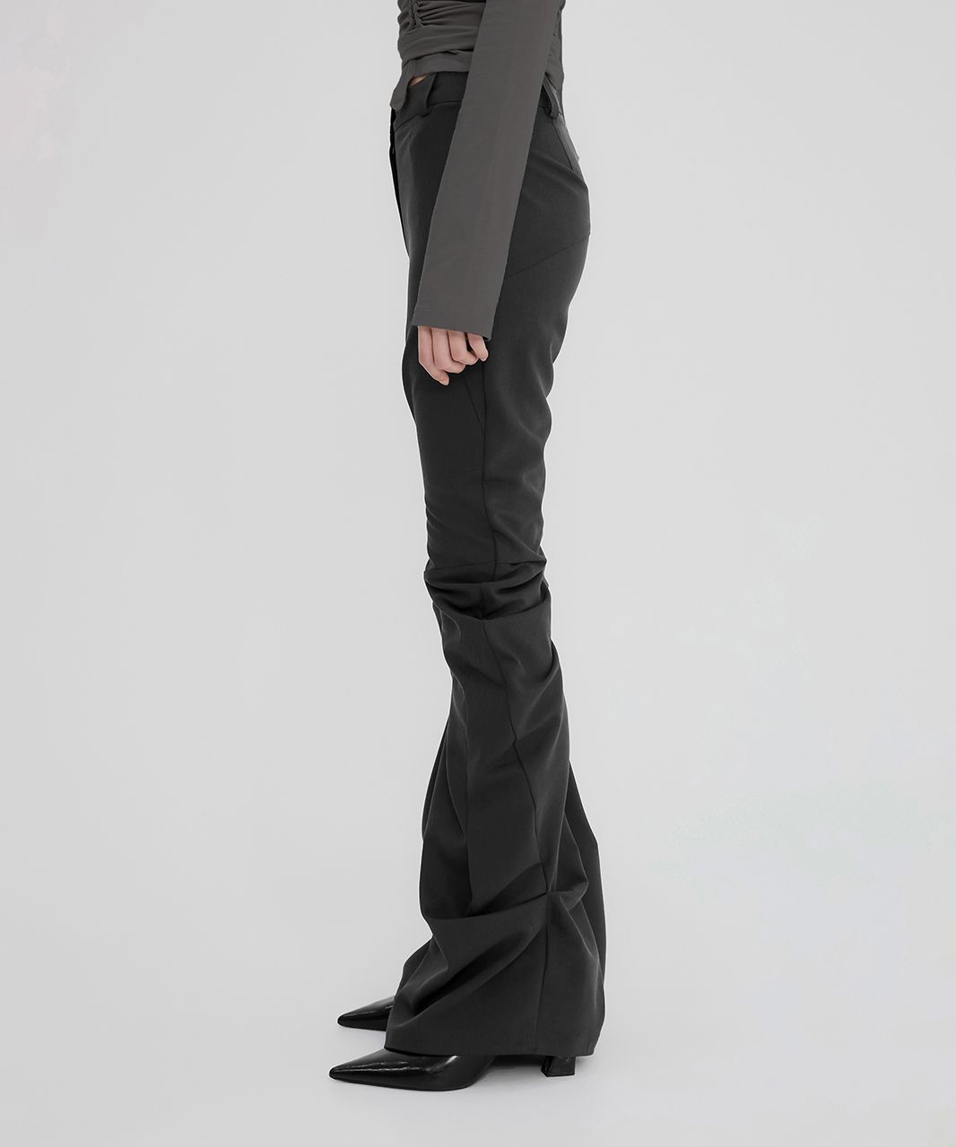 FLAREUP Asymmetrical Drape Pants チャコール FLAREUP】Asymmetrical Drape Pants | OUR BRAND,FLAREUP