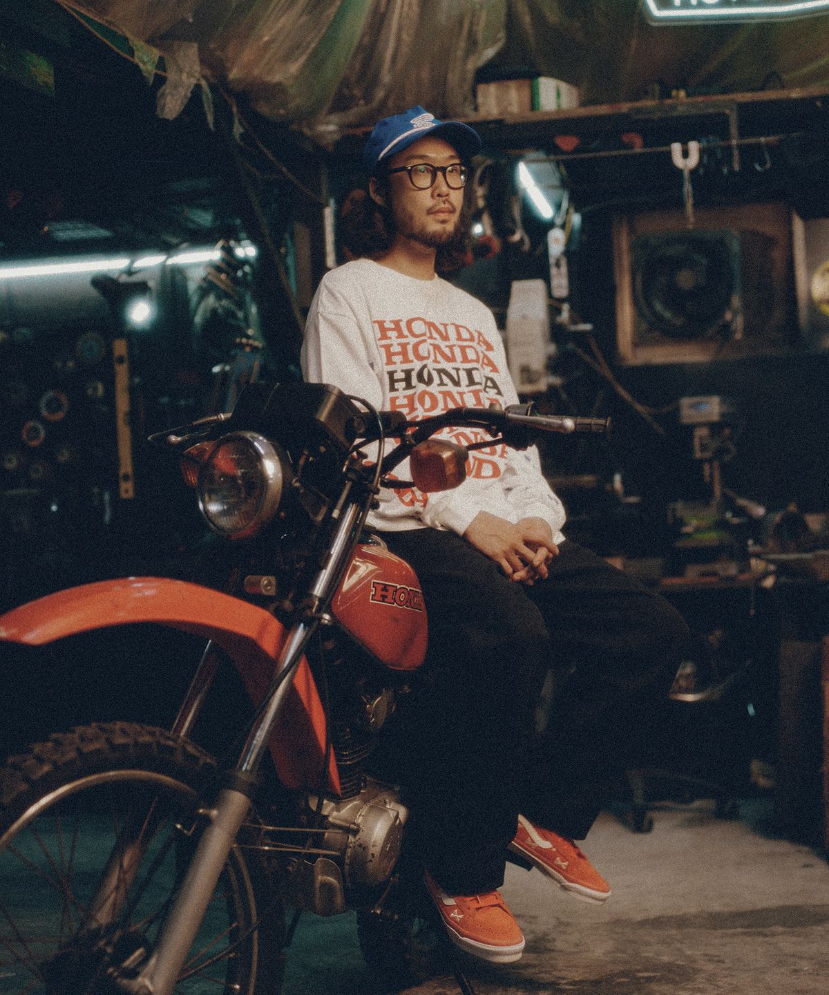핍스 모터사이클(PHYPS MOTORCYCLE) Honda VTG logo Canvas pants_Black
