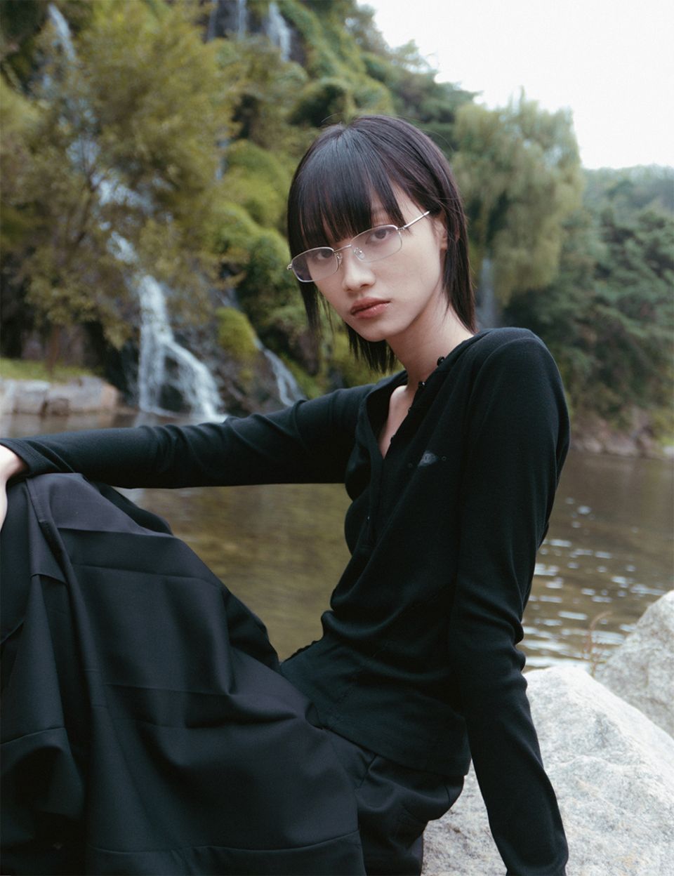 MUSINSA | FLAREUP Button Up Lace Hoodie (FL-148_Black)