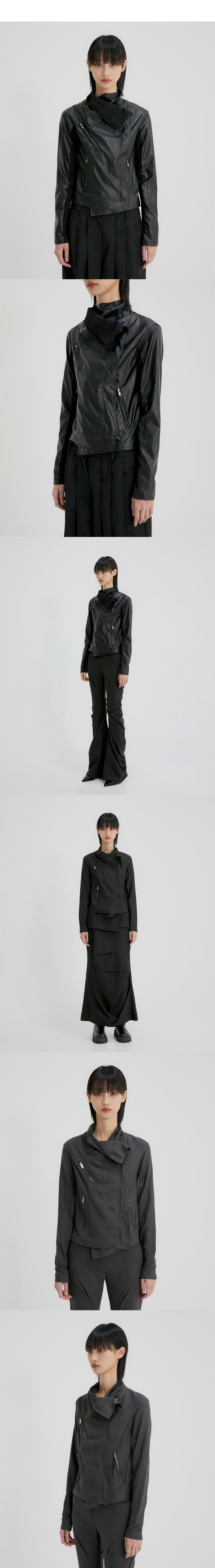 MUSINSA公式 | FLAREUP Asymmetrical Biker Leather Jacket (FL