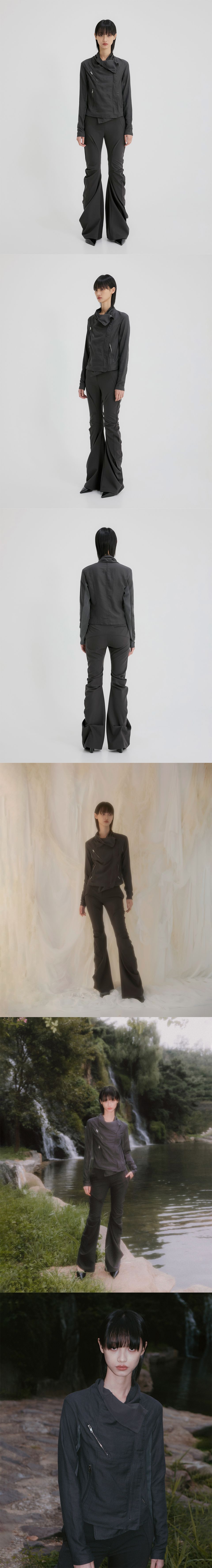 MUSINSA公式 | FLAREUP Asymmetrical Biker Leather Jacket (FL