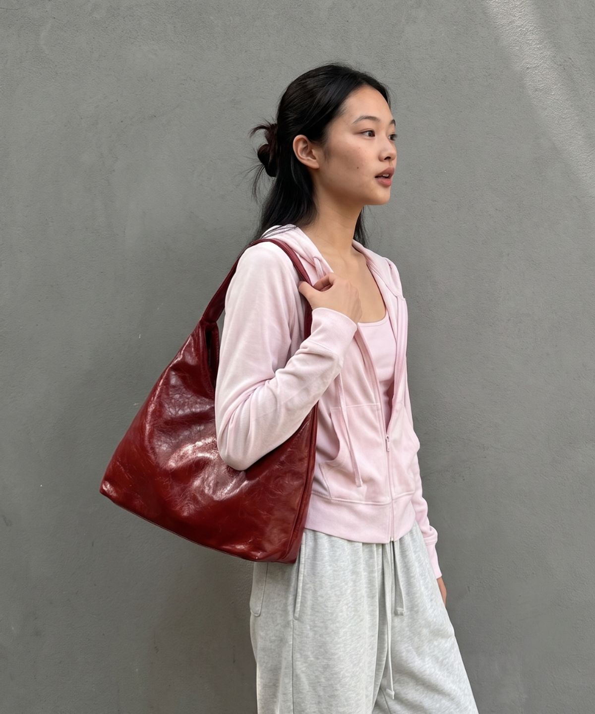 피닉스오리진(PHOENIX ORIGIN) Large Wax Leather Shoulder Bag - RED