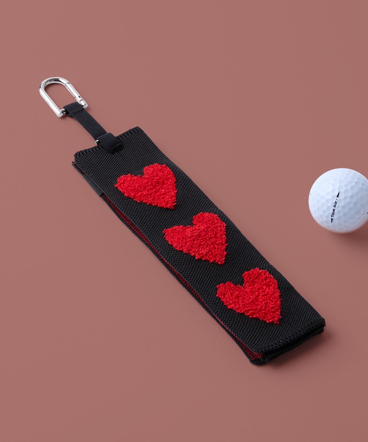 앤드 골프(AND GOLF) Pleats Ball Towel Terry Heart Red