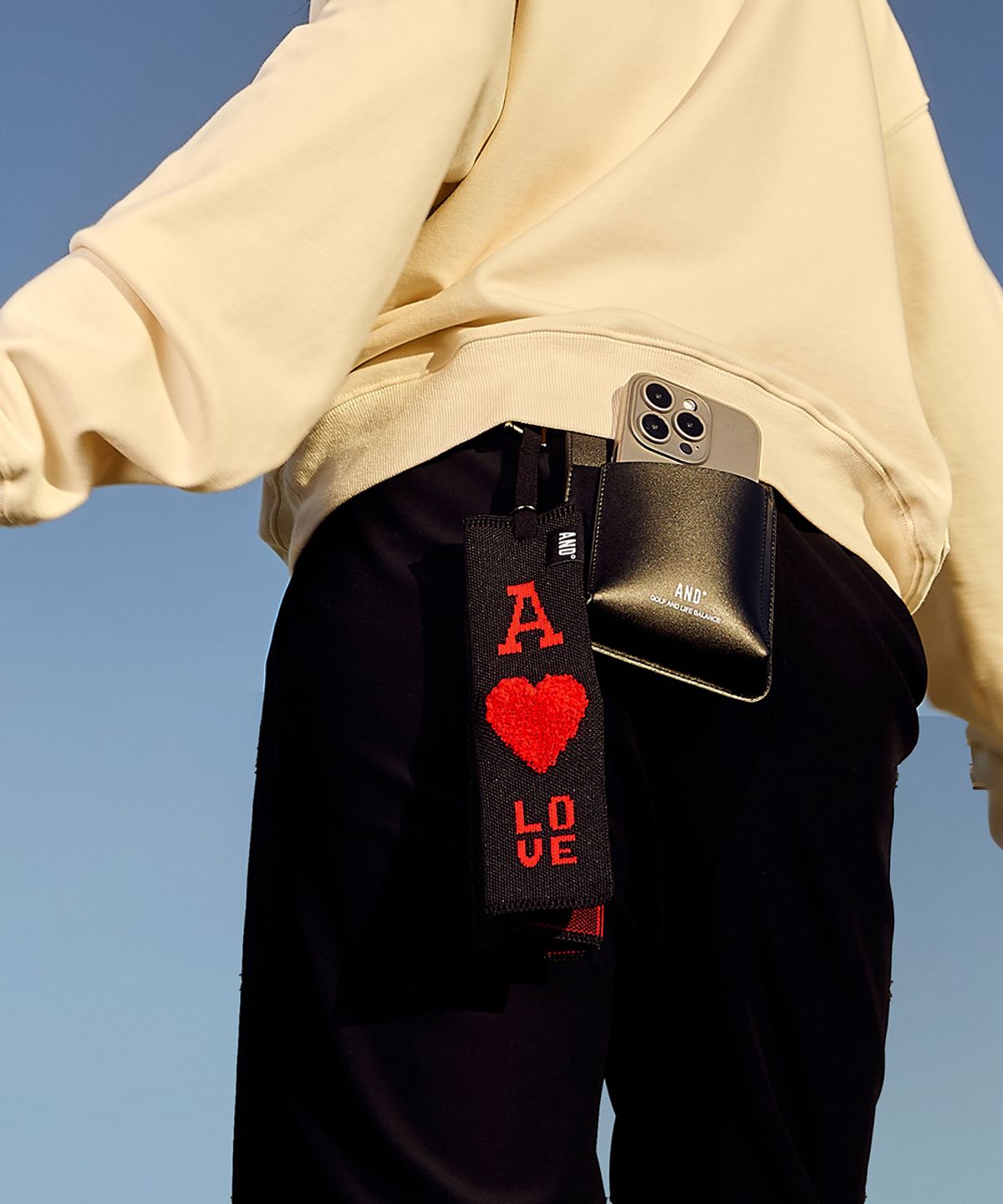 앤드 골프(AND GOLF) Pleats Ball Towel Terry Heart Red