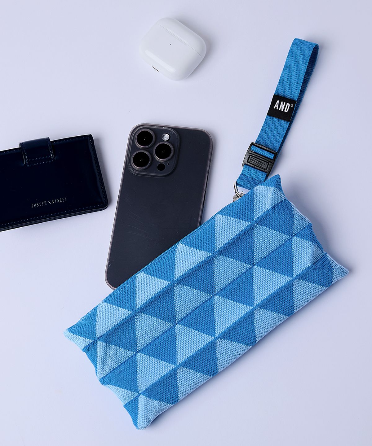 앤드 골프(AND GOLF) Handy Pleats Pouch Mini Skyblue