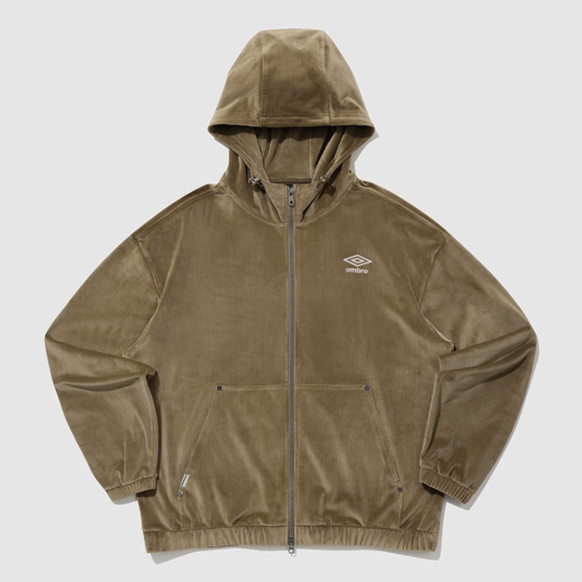 엄브로(UMBRO) 코듀로이 스판 기모 후드 집업 브라운(UP423CFTN7)