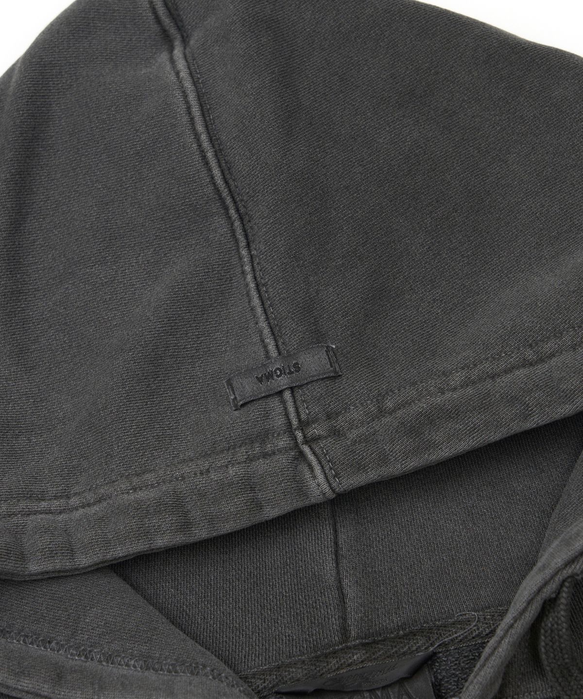 스티그마(STIGMA) Applique STGM Pigment Washed Oversized Zip-up Hoodie Charcoal