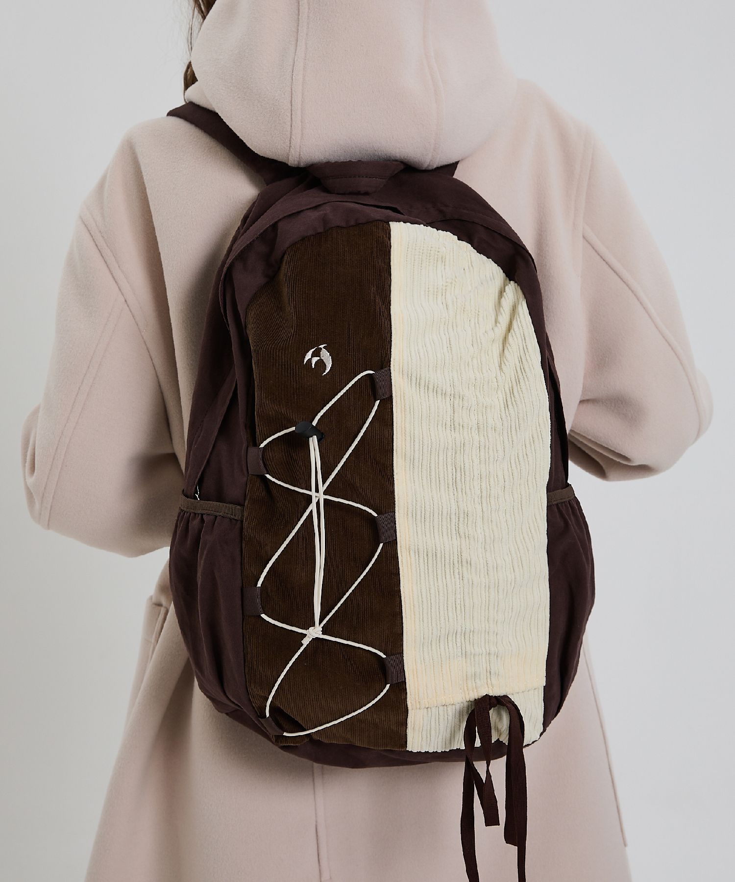【Wai Kei】 Half string corduroy backpack /追跡付 Half String Corduroy Backpack - WaiKei | 60% - Asian Fashion
