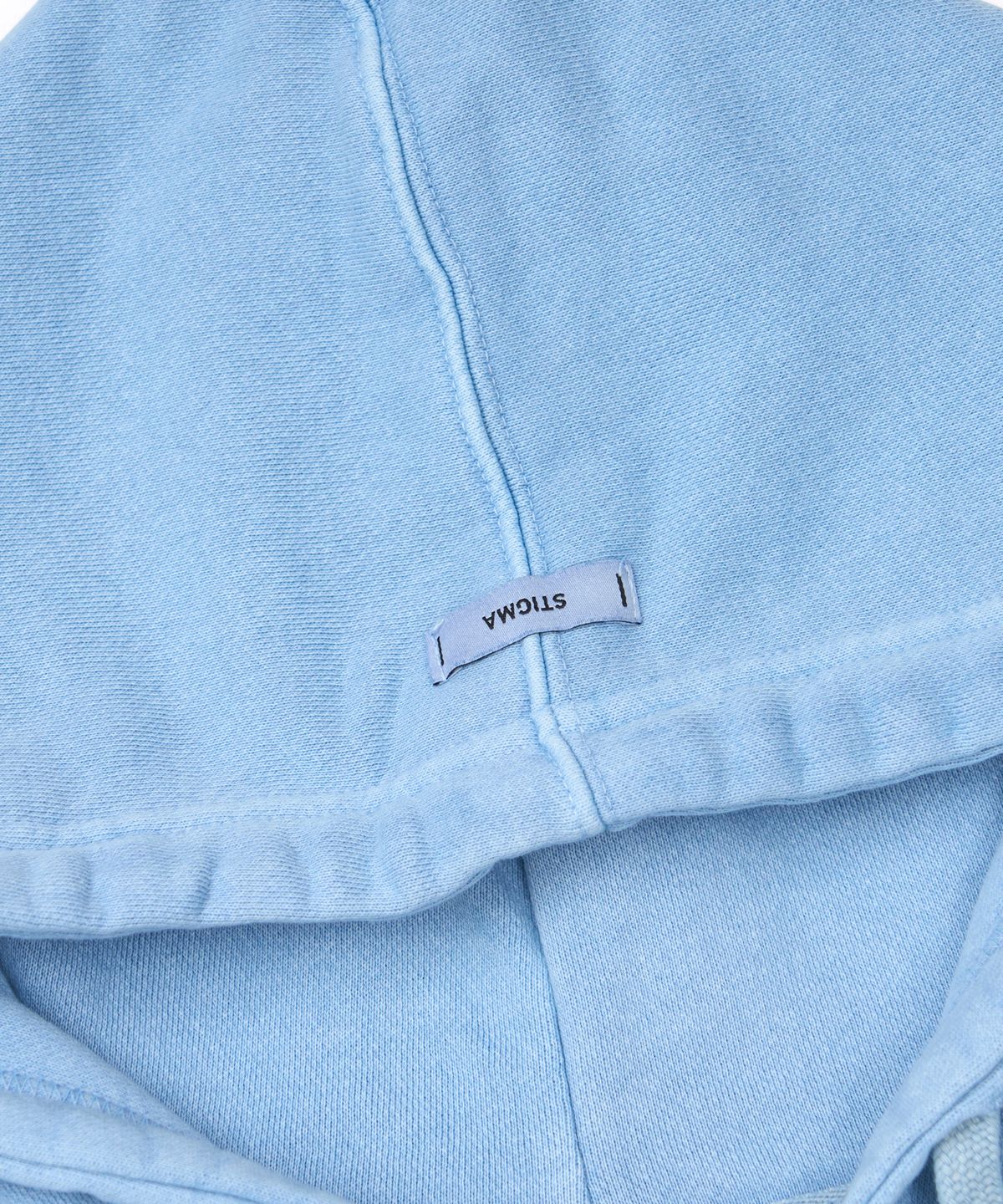 스티그마(STIGMA) Applique STGM Pigment Washed Oversized Zip-up Hoodie Sky Blue