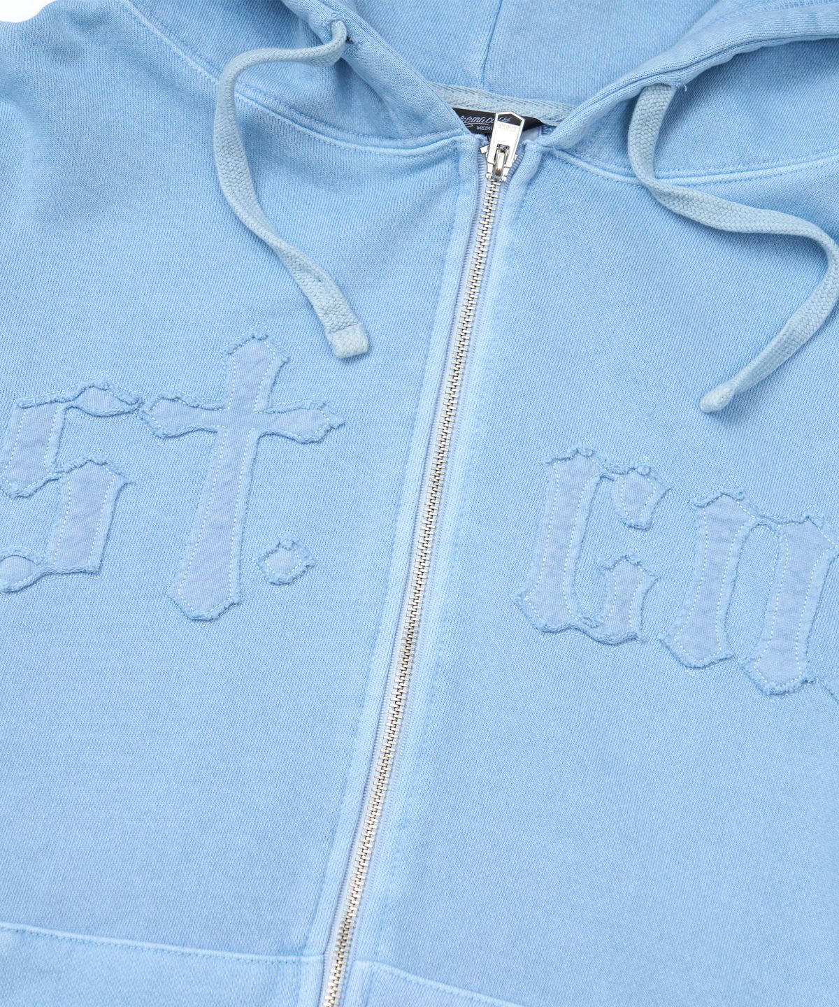 스티그마(STIGMA) Applique STGM Pigment Washed Oversized Zip-up Hoodie Sky Blue