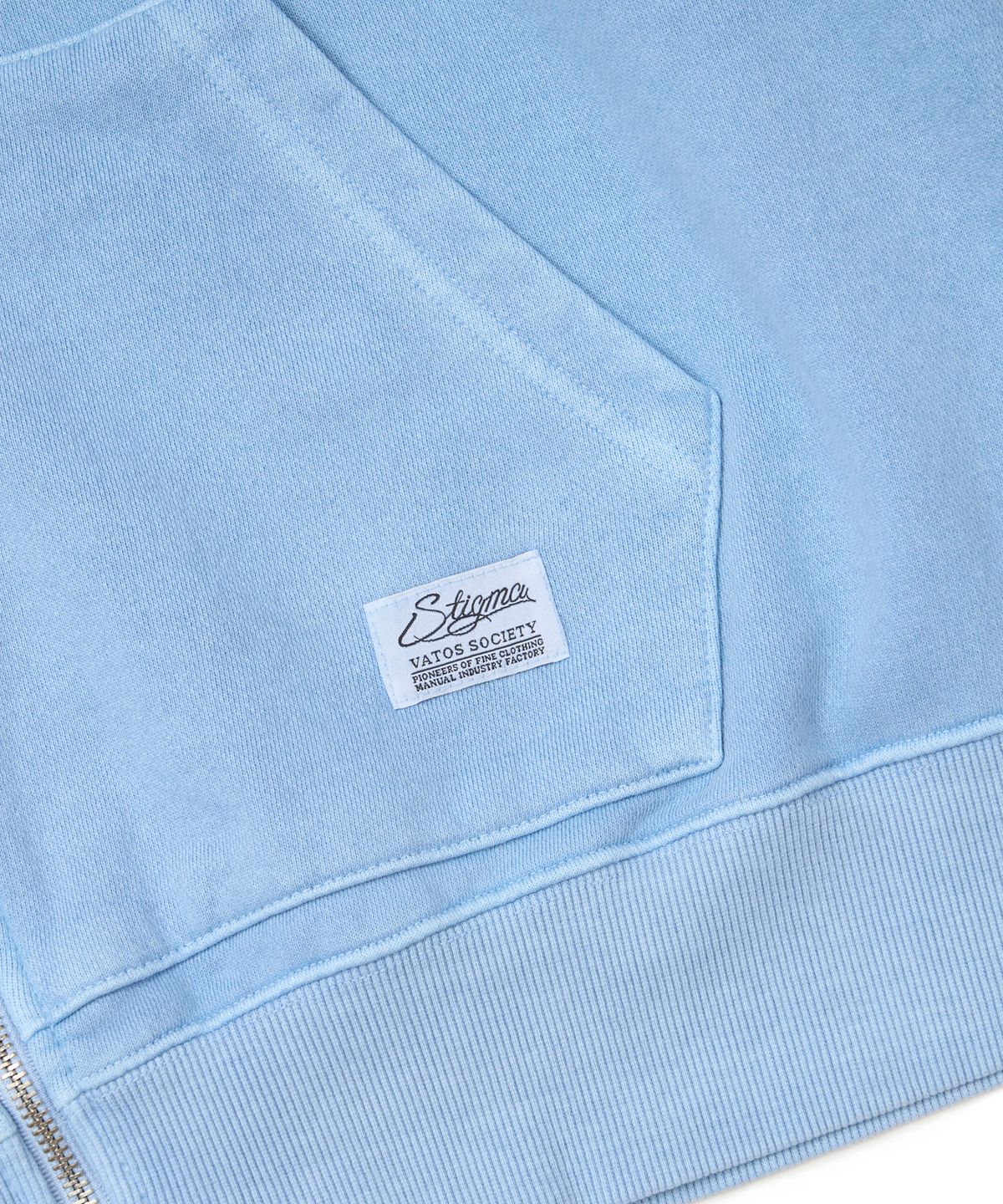 스티그마(STIGMA) Applique STGM Pigment Washed Oversized Zip-up Hoodie Sky Blue