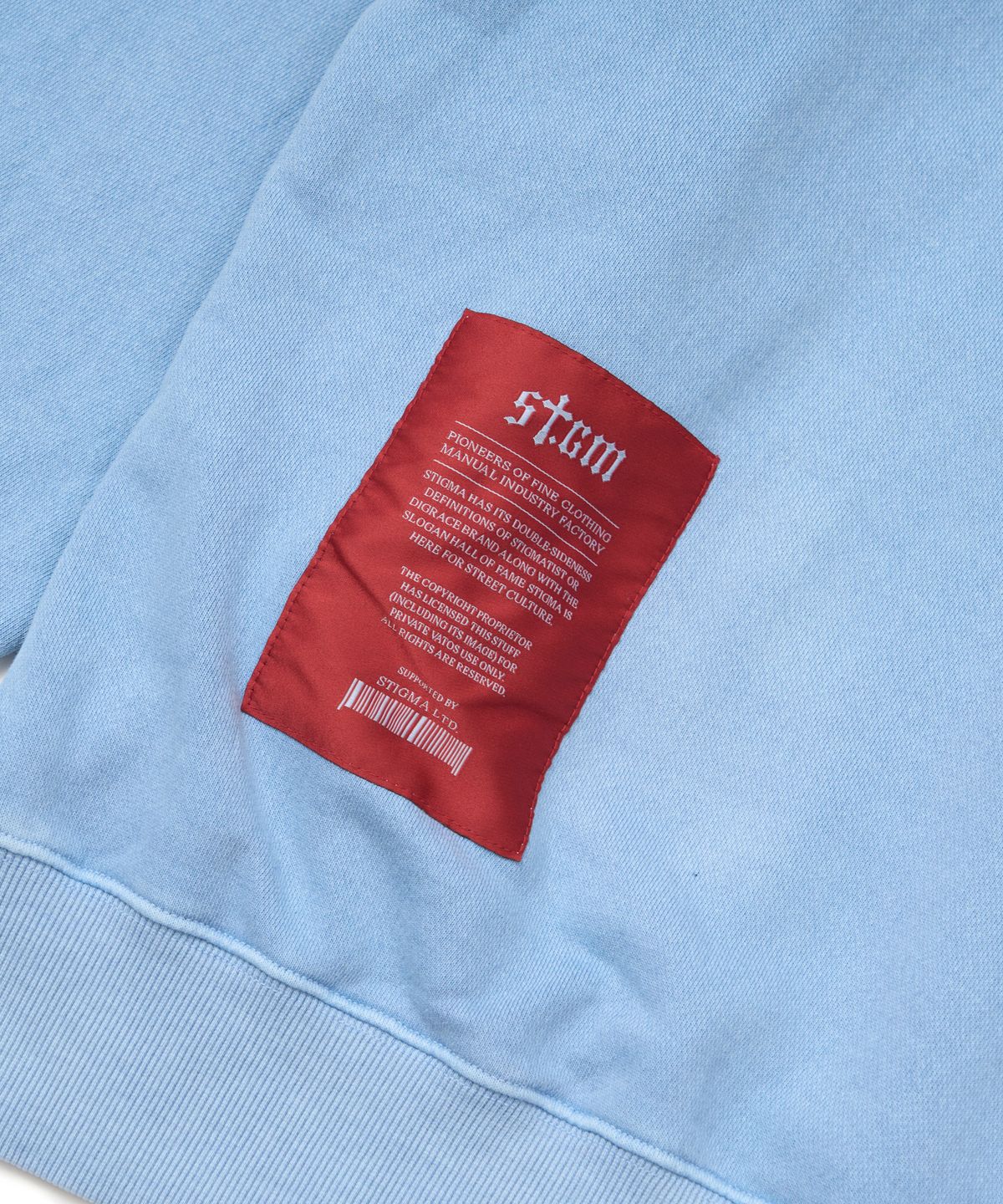 스티그마(STIGMA) Applique STGM Pigment Washed Oversized Zip-up Hoodie Sky Blue
