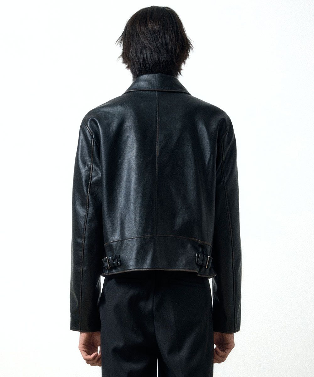 【MAISON MINED】24FW★ STANDARD LEATHER BLOUSON 메종미네드 OUTER - STANDARD LEATHER BLOUSON BLACK