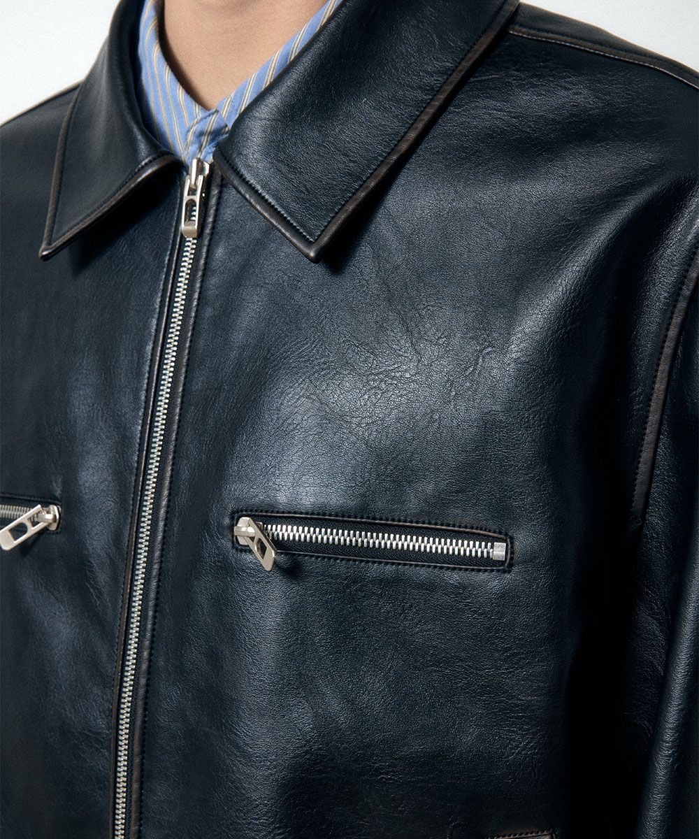 【MAISON MINED】24FW★ STANDARD LEATHER BLOUSON MUSINSA | MAISON MINED STANDARD LEATHER BLOUSON BLACK