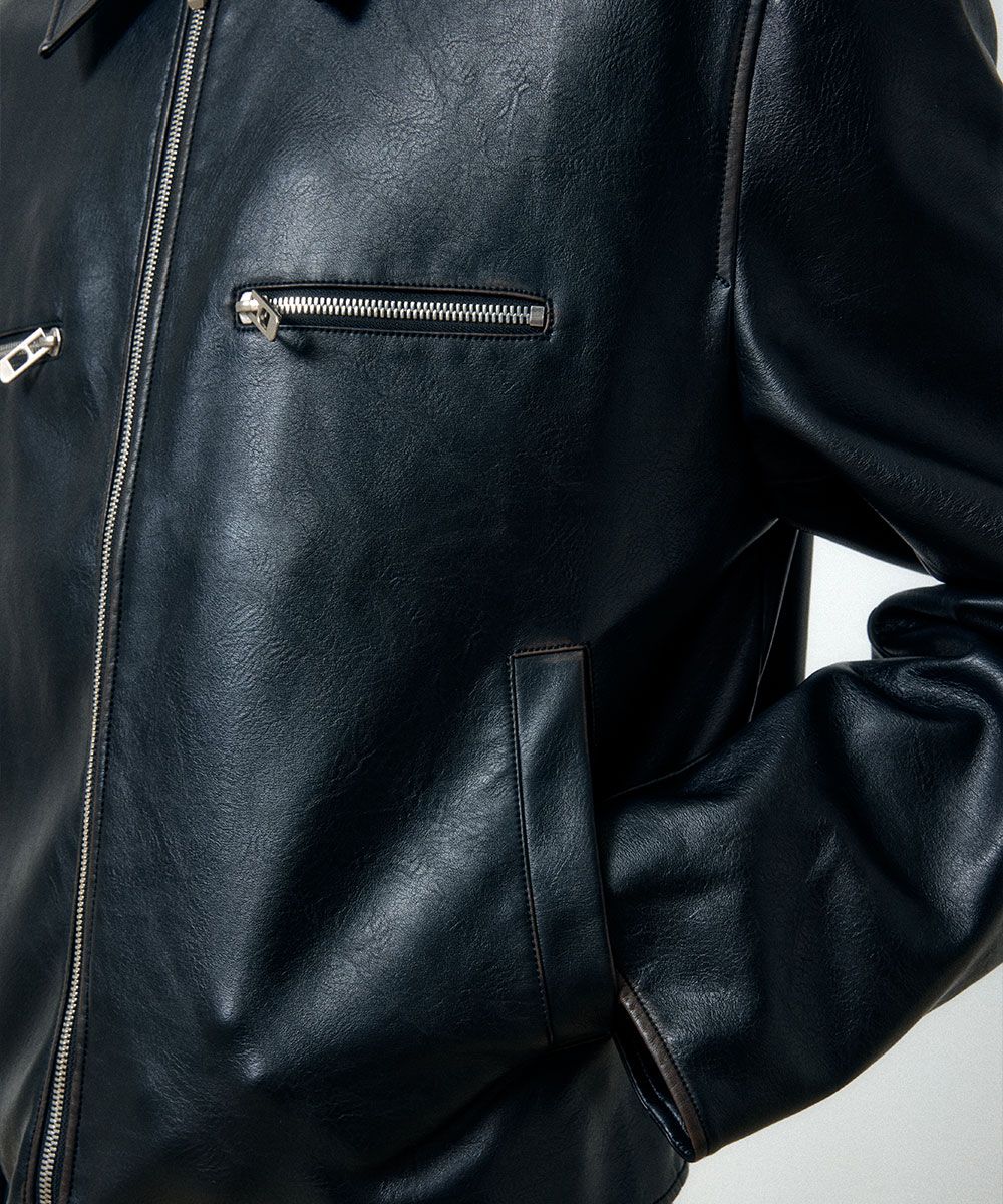 【MAISON MINED】24FW★ STANDARD LEATHER BLOUSON MUSINSA | MAISON MINED STANDARD LEATHER BLOUSON BLACK