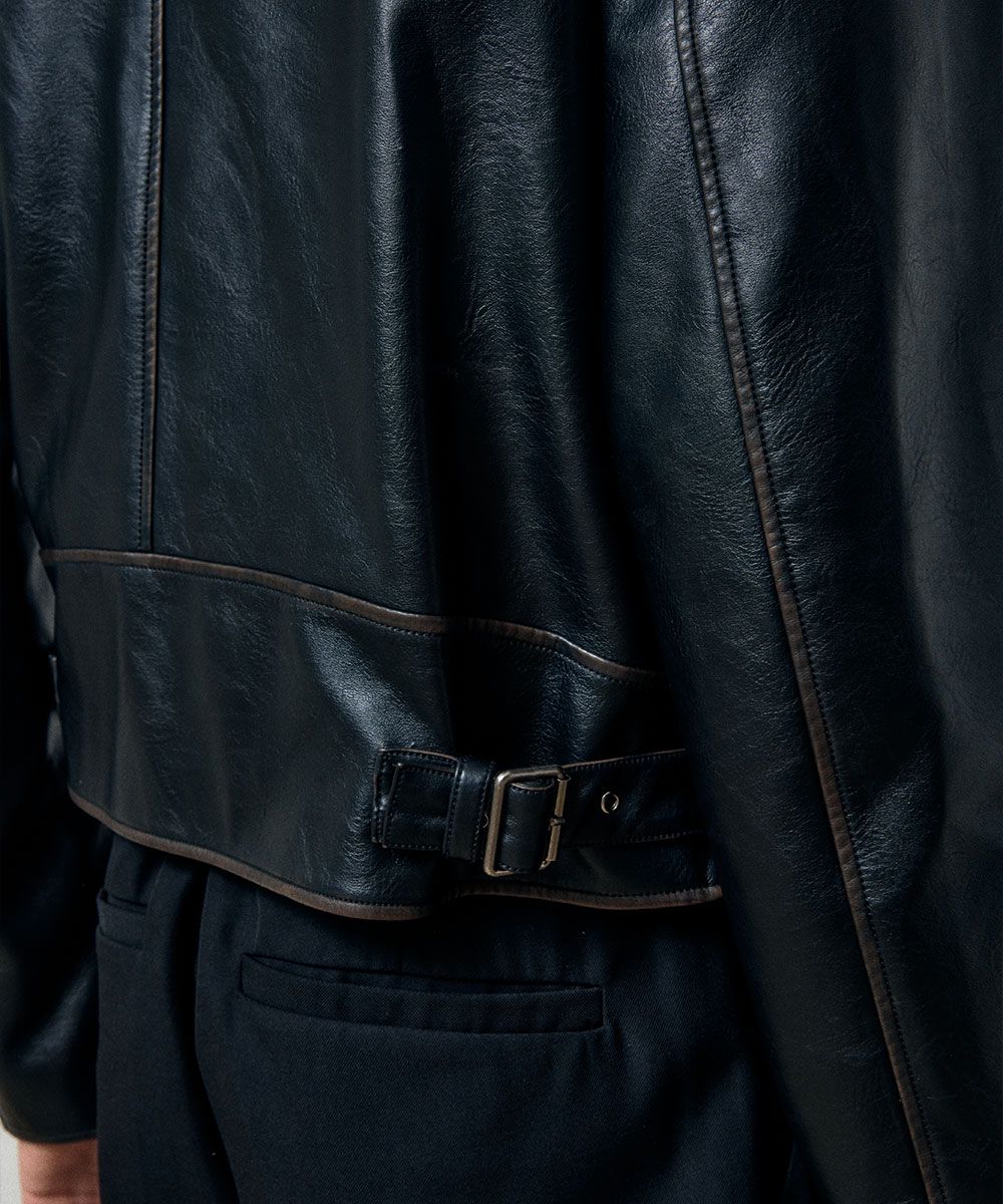 【MAISON MINED】24FW★ STANDARD LEATHER BLOUSON 메종미네드 OUTER - STANDARD LEATHER BLOUSON BLACK
