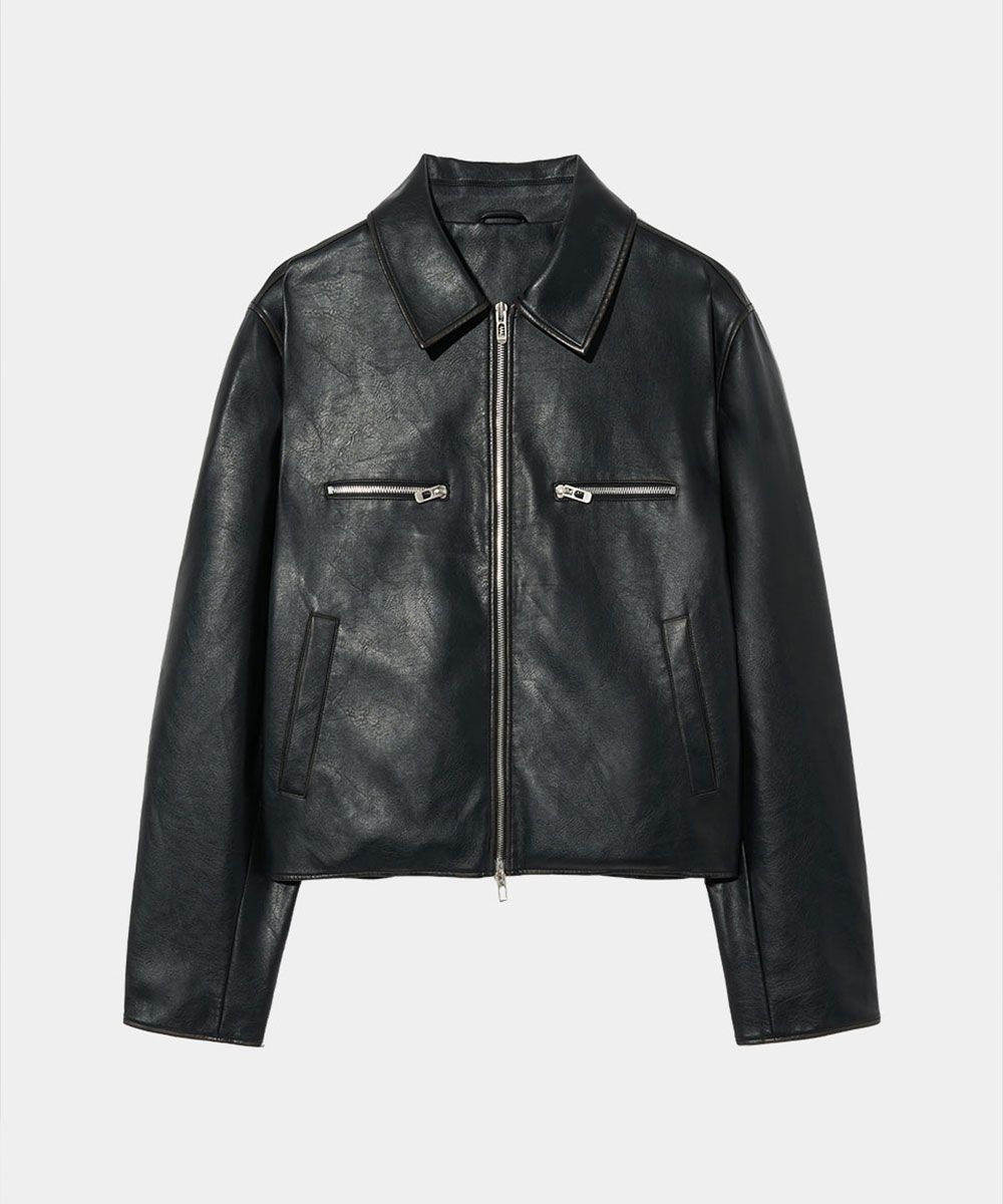 【MAISON MINED】24FW★ STANDARD LEATHER BLOUSON MUSINSA | MAISON MINED STANDARD LEATHER BLOUSON BLACK