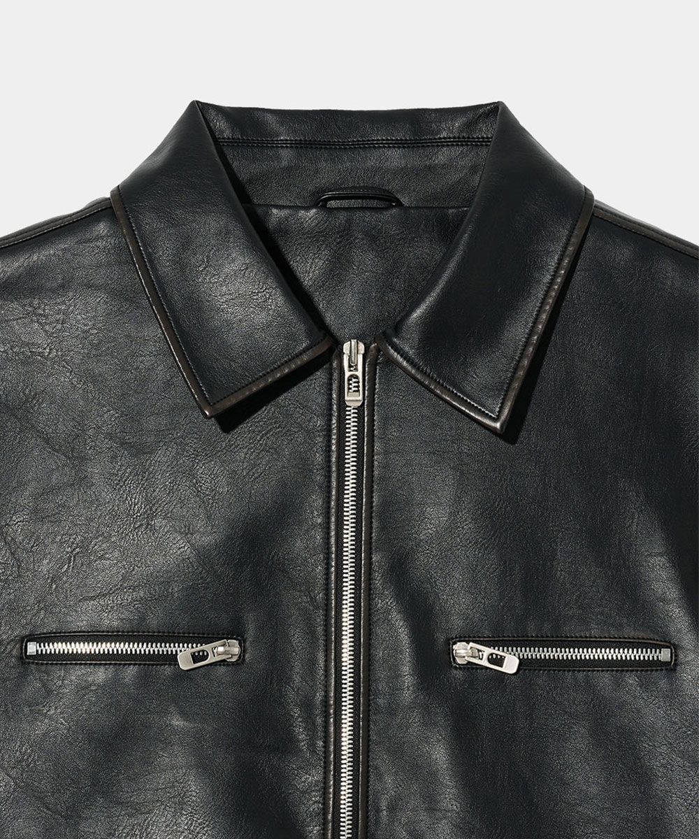 MUSINSA | MAISON MINED STANDARD LEATHER BLOUSON BLACK