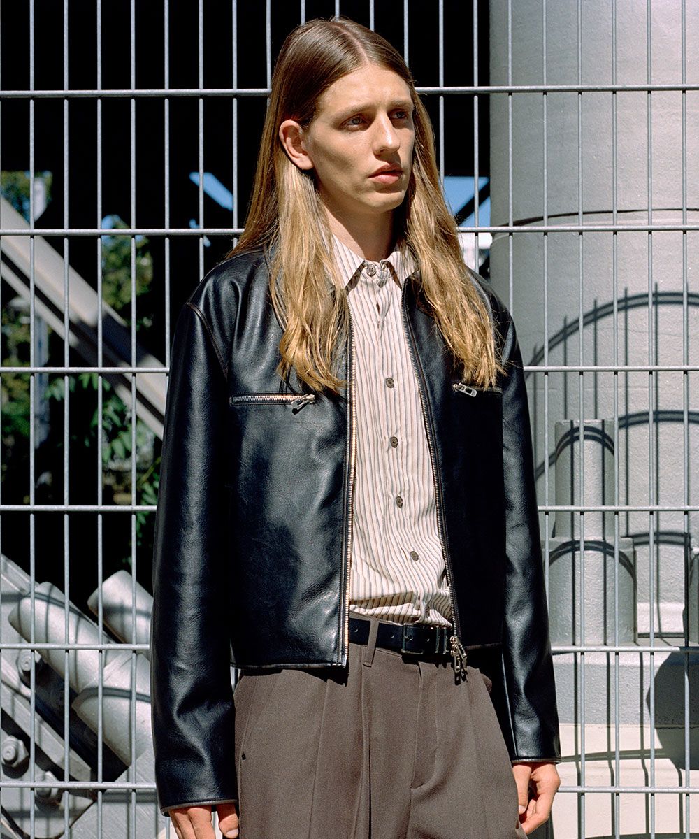 MUSINSA | MAISON MINED STANDARD LEATHER BLOUSON BLACK