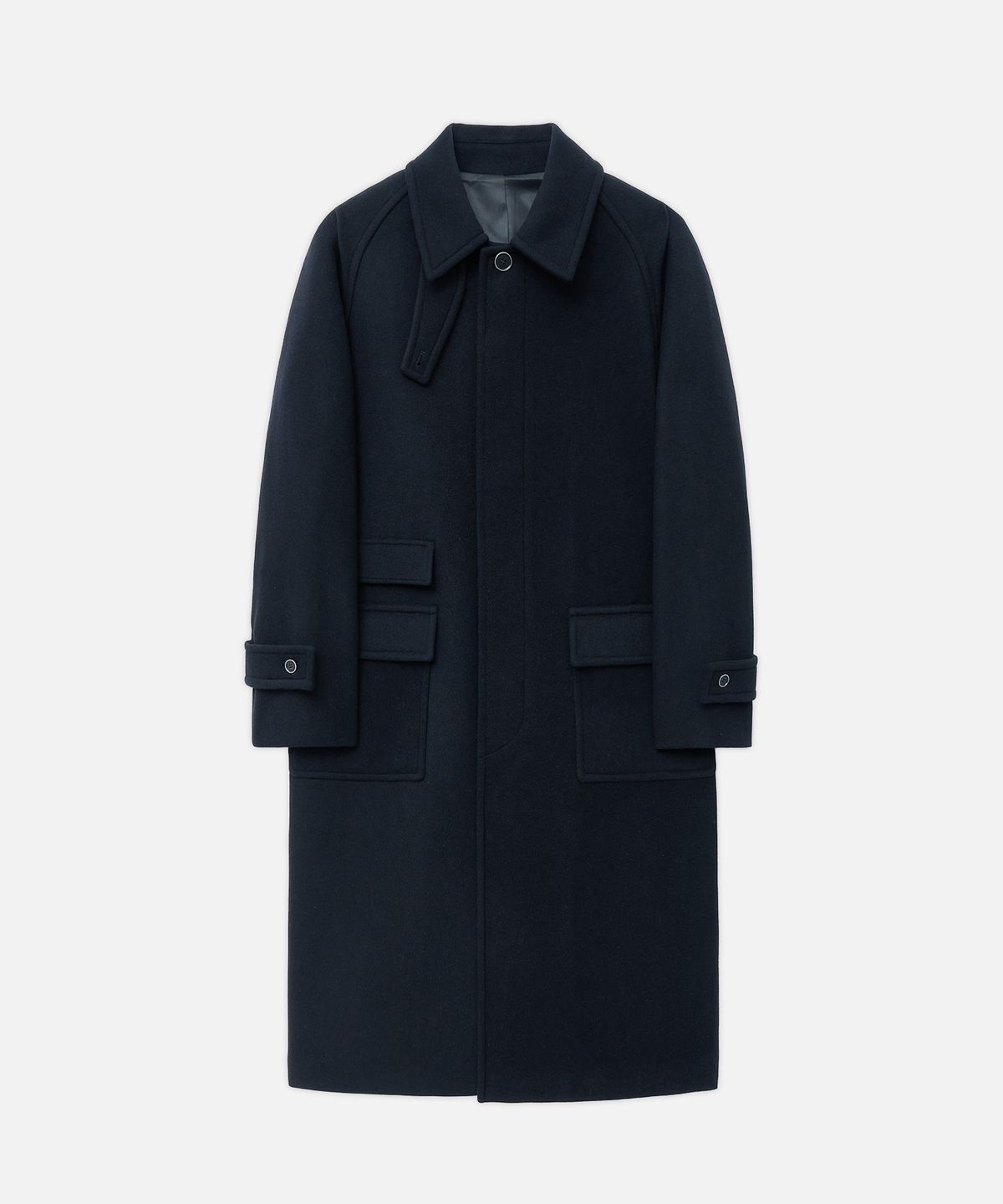 드로우핏(DRAW FIT) [오정규X드로우핏] 컨사이즈 울 원더 발마칸 코트 [NAVY]