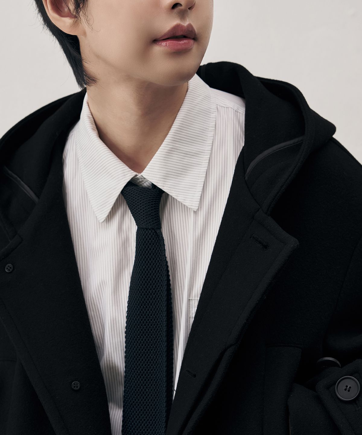 드로우핏(DRAW FIT) [오정규X드로우핏] 오버사이즈 울 후드 코트 [BLACK]