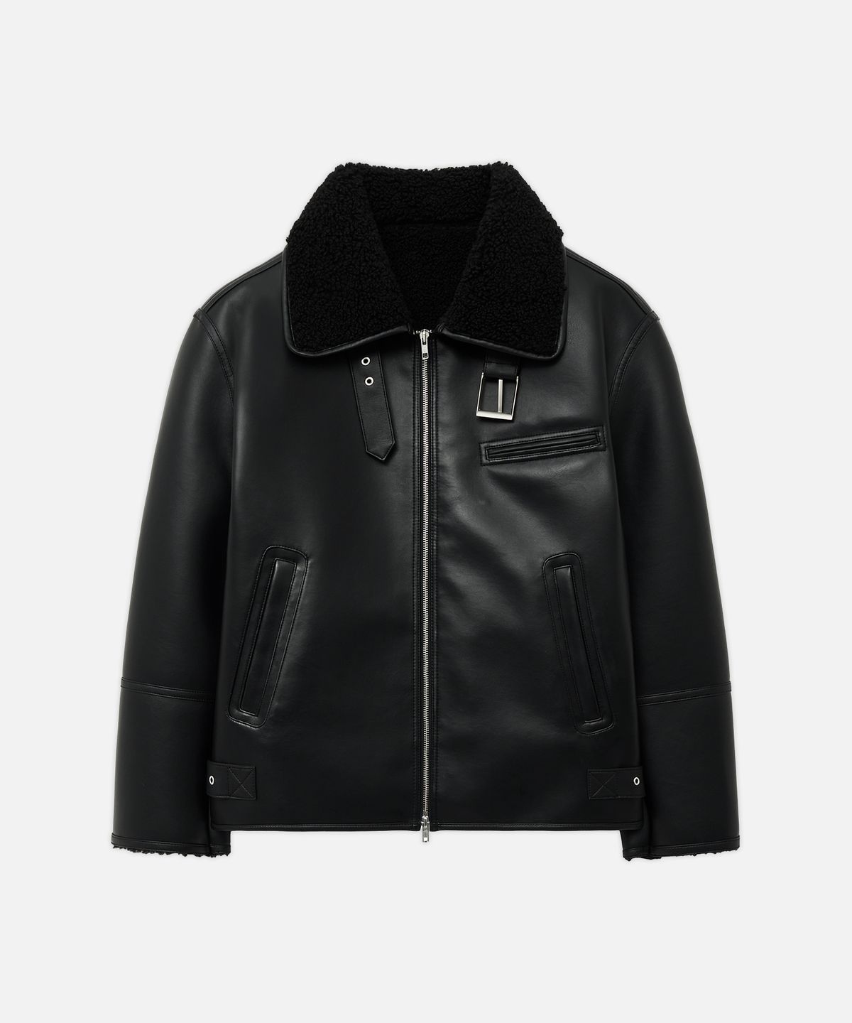 드로우핏(DRAW FIT) [오정규X드로우핏] 시어링 미니멀 무스탕 자켓 [BLACK]